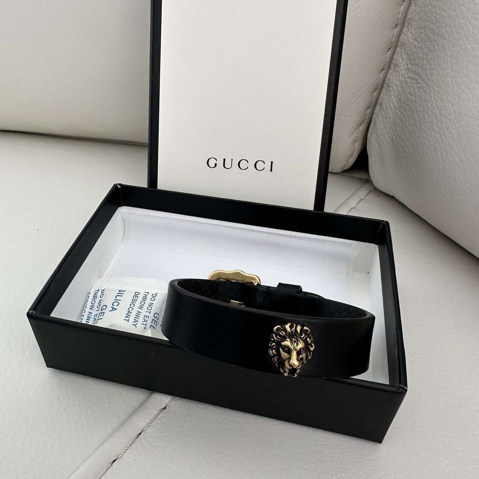 Gucci NEW GUCCI Lion Head Leather Bracelet Size M Black Size ONE SIZE - 7 Thumbnail