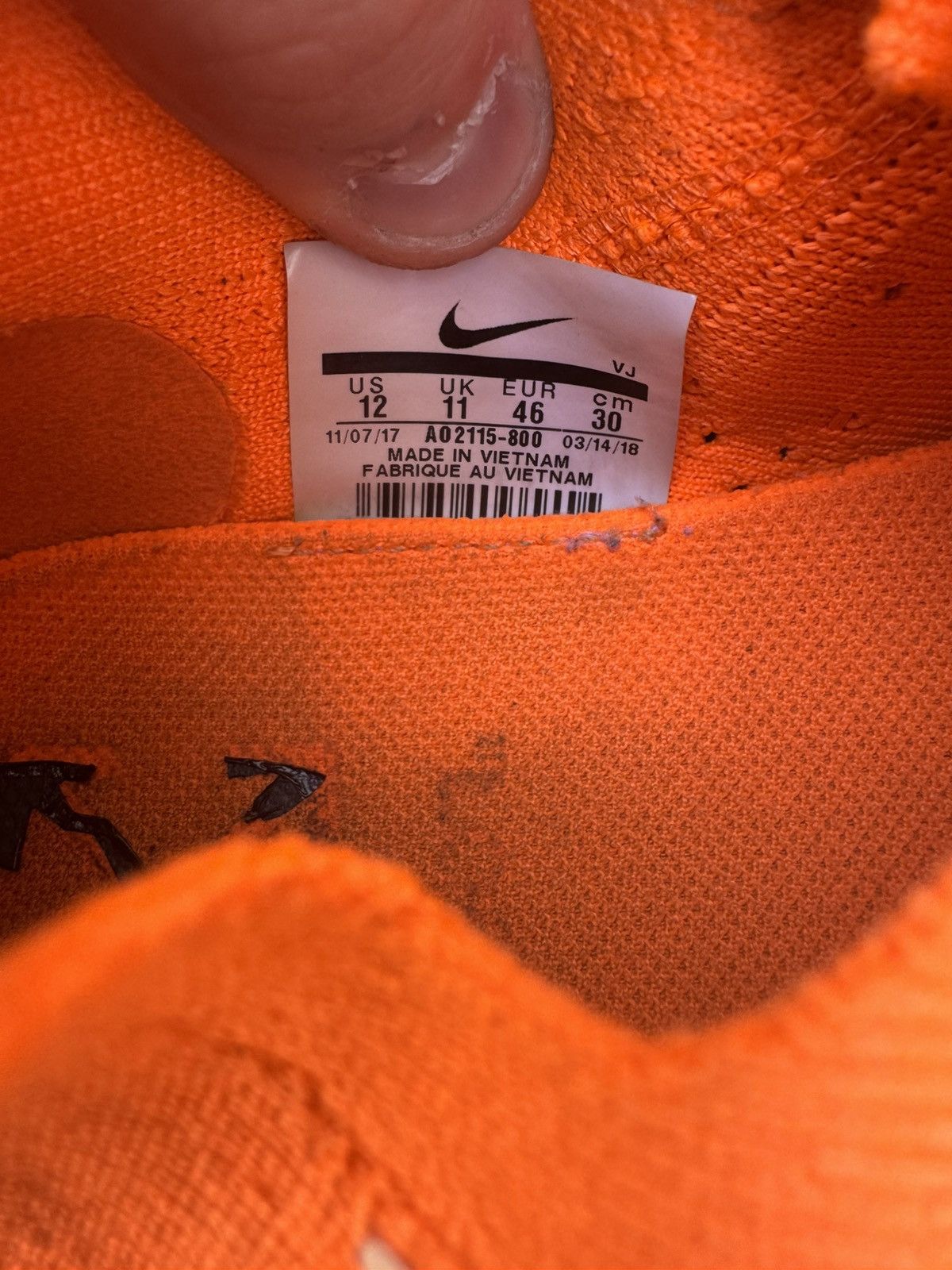 Nike × Off-White OFF WHITE OFF-WHITE ZOOMFLY MERCURIAL TOTAL ORANGE SIZE 12 Size US 12 / EU 45 - 8 Thumbnail