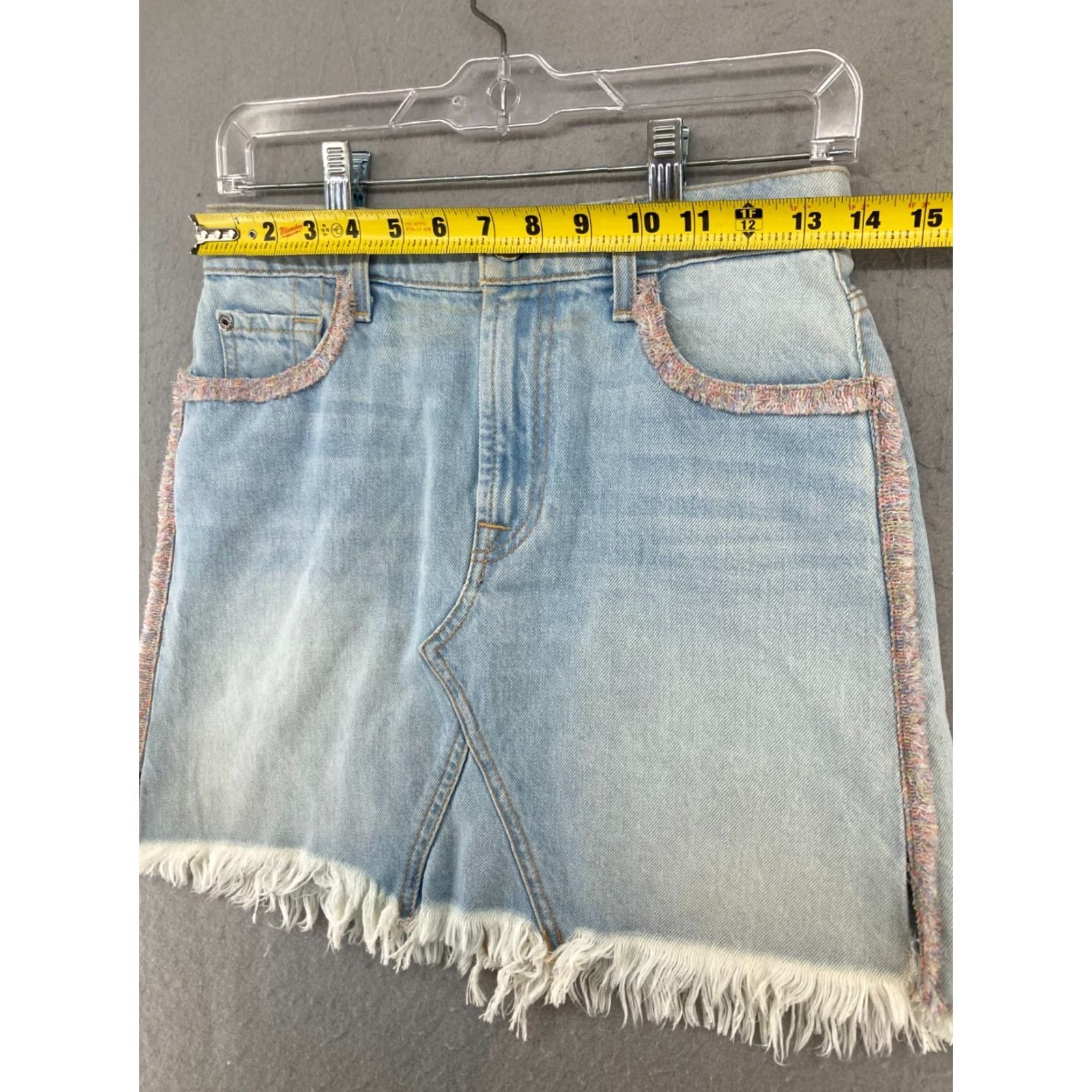 7 For All Mankind 7 For All Mankind Womens Denim Skirt 26 Raw Hem Fringe Mini 90s Bohemian Blues Color Denim Skirt Womens Mens?`` Size 26" / US 2 / IT 38 - 2 Thumbnail