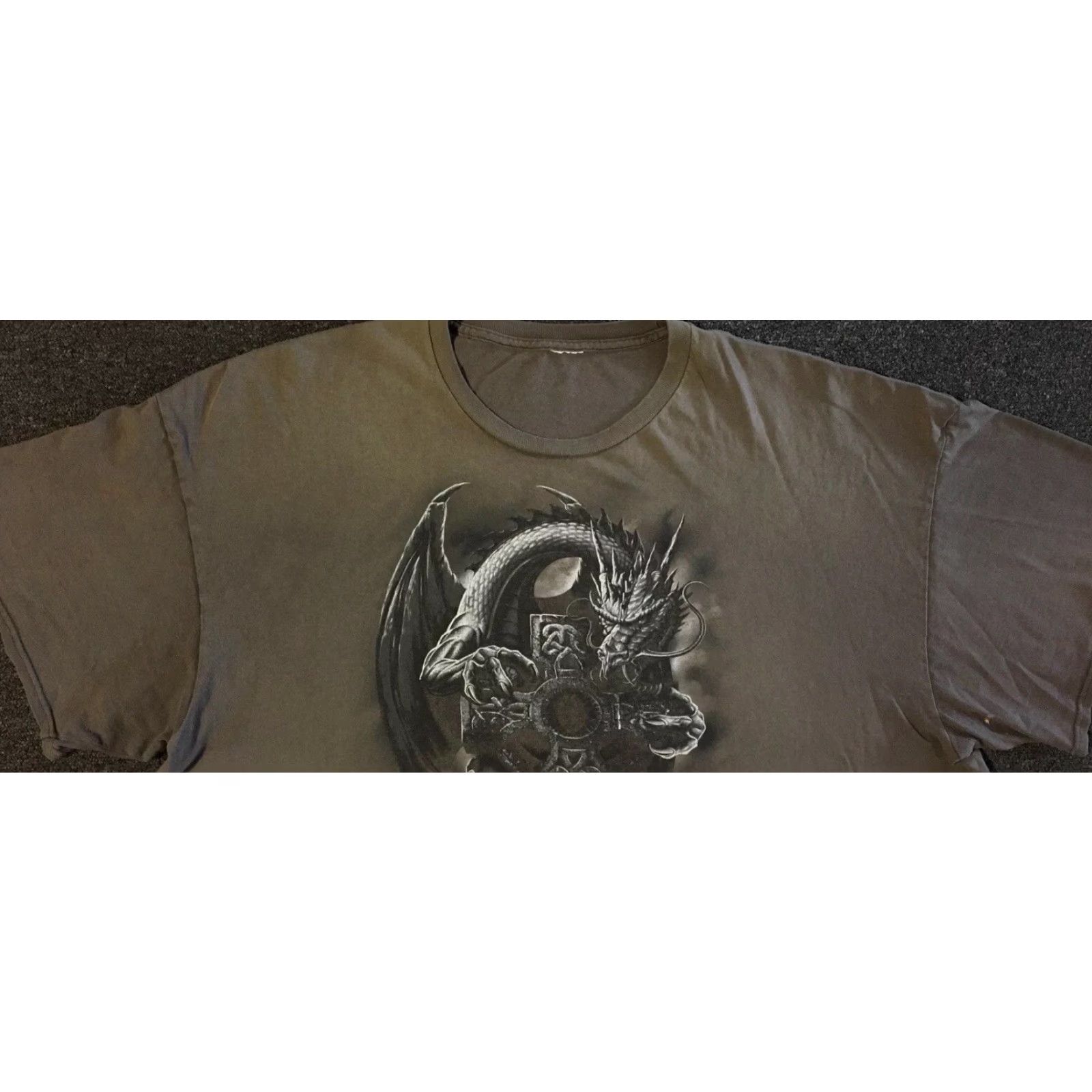 Vintage Vtg Dragon Cross Faded Distress Shirt 3XL Grunge Skate Emo Y2K Flames Fire Jnco Shirt Mens 3XL Brown Vintage Dragon Cross Distressed Oversized Size US XXL / EU 58 / 5 - 7 Thumbnail