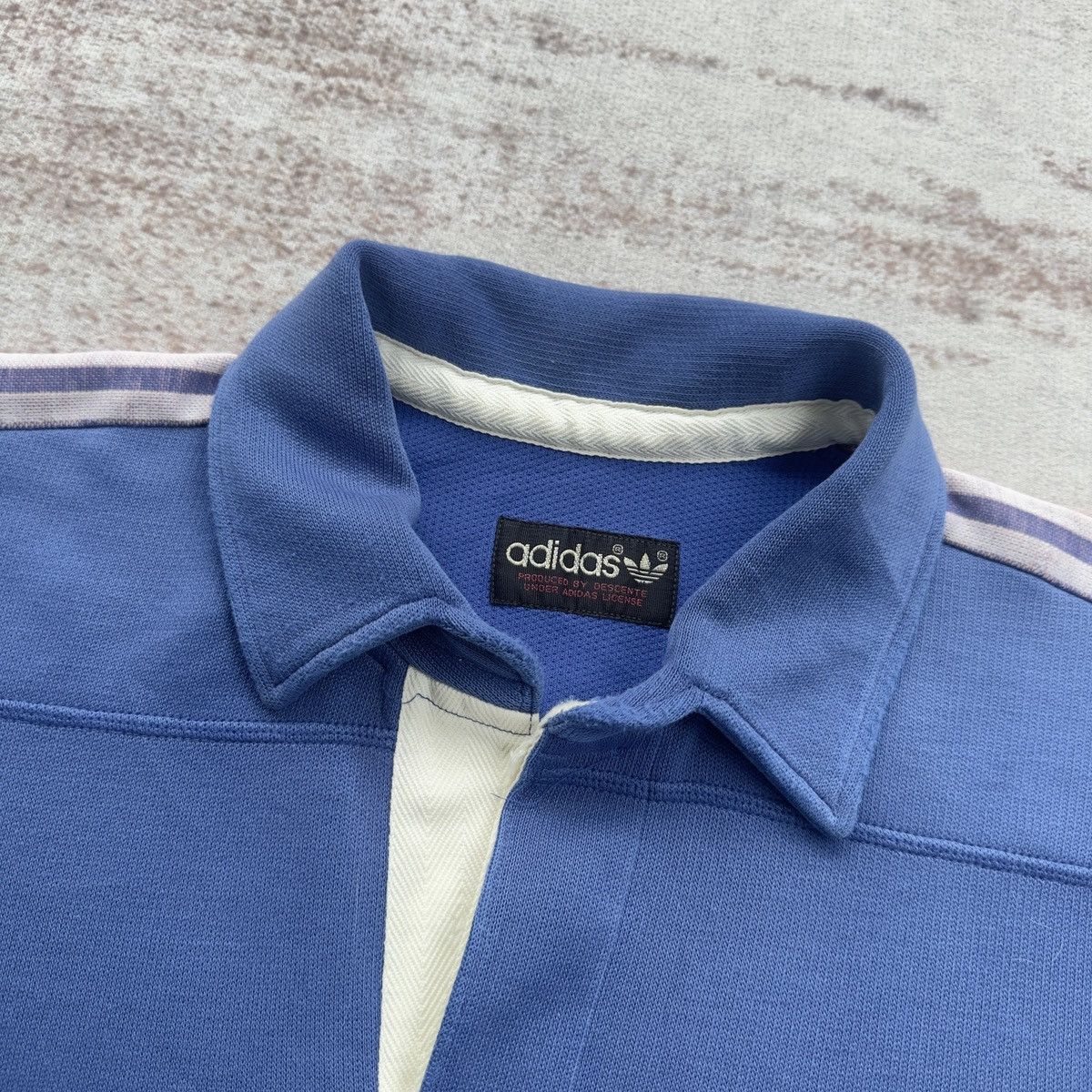 Adidas VINTAGE ADIDAS DESCENTE 3-STRIPES RUGBY SHIRT 1980s BLUE Size US L / EU 52-54 / 3 - 7 Thumbnail
