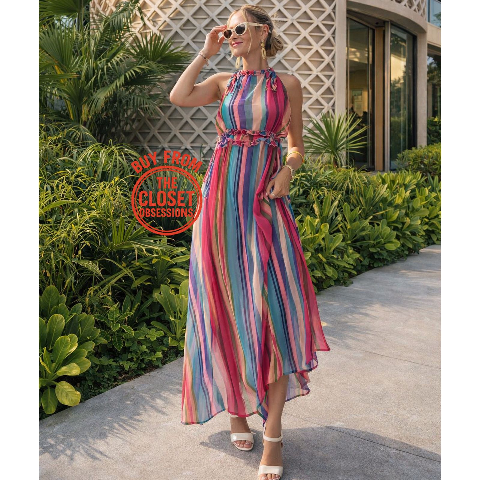 Mango MANGO Resort Stripe Halter Maxi Vacation Dress NWT Size M / US 6-8 / IT 42-44 - 6 Thumbnail
