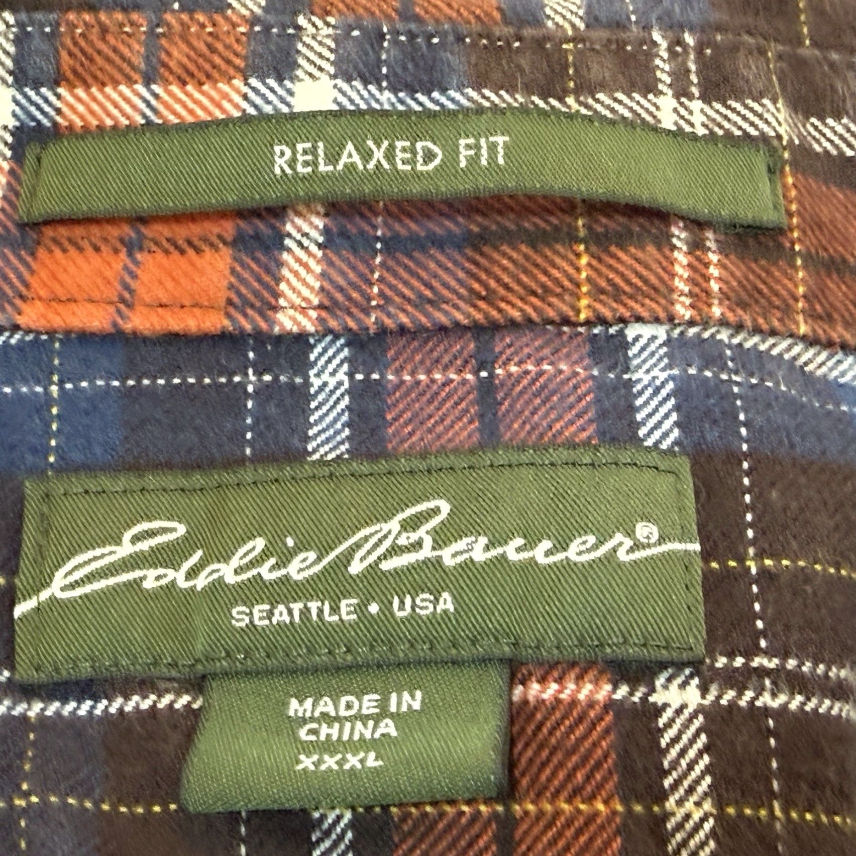 Eddie Bauer Eddie Bauer Flannel Button Down Shirt Mens 3XL Orange Blue White Plaid Relaxed Fit Long Sleeve Collared 100% Cotton Mens Size US XXL / EU 58 / 5 - 5 Thumbnail