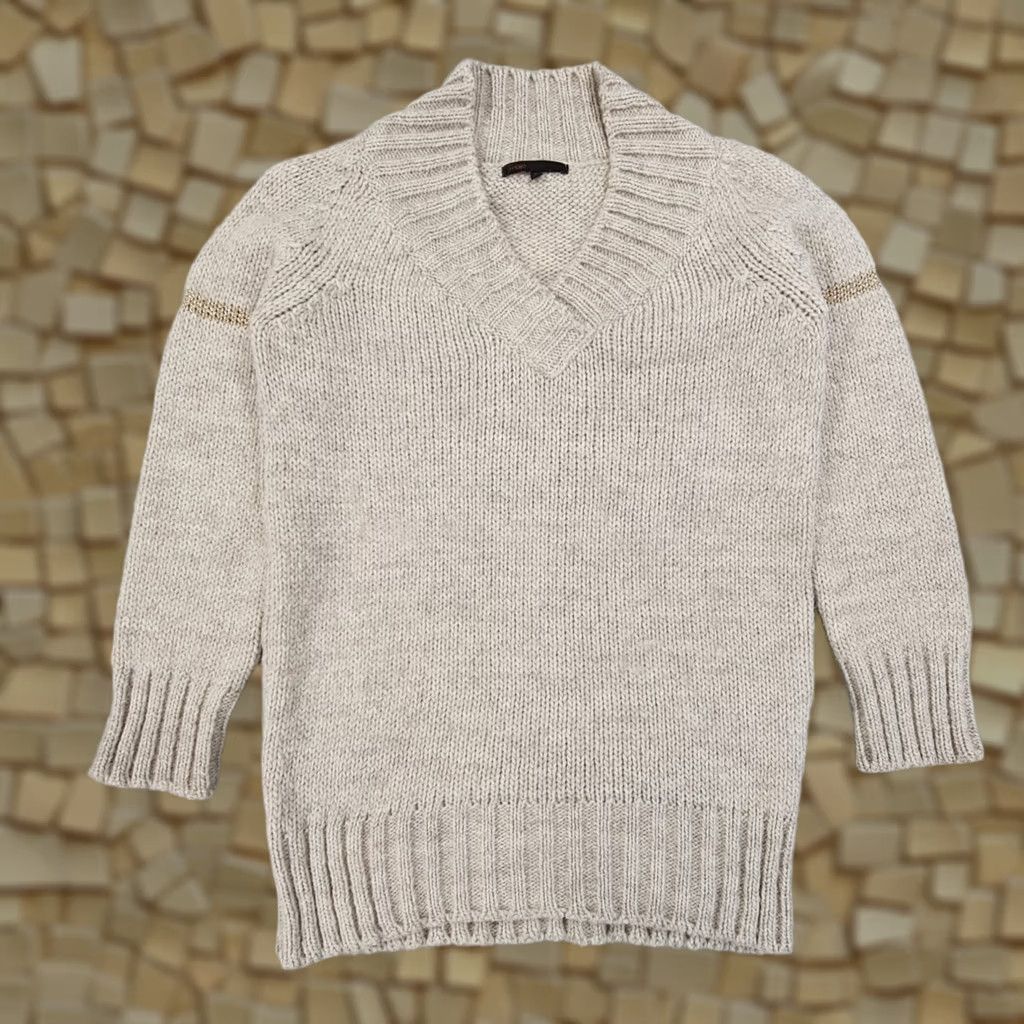 Maje VINTAGE? No. Maje Jumper Beige Small Alpaca Wool Knitted V Neck Pullover Womens Shirt? Size S / US 4 / IT 40 - 1 Thumbnail