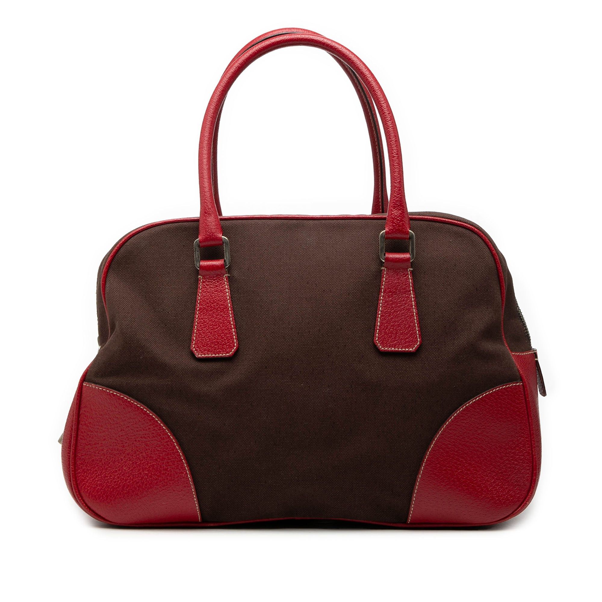 Prada Cinghiale Trimmed Canvas Canapa Bauletto Bag Size ONE SIZE - 1 Thumbnail