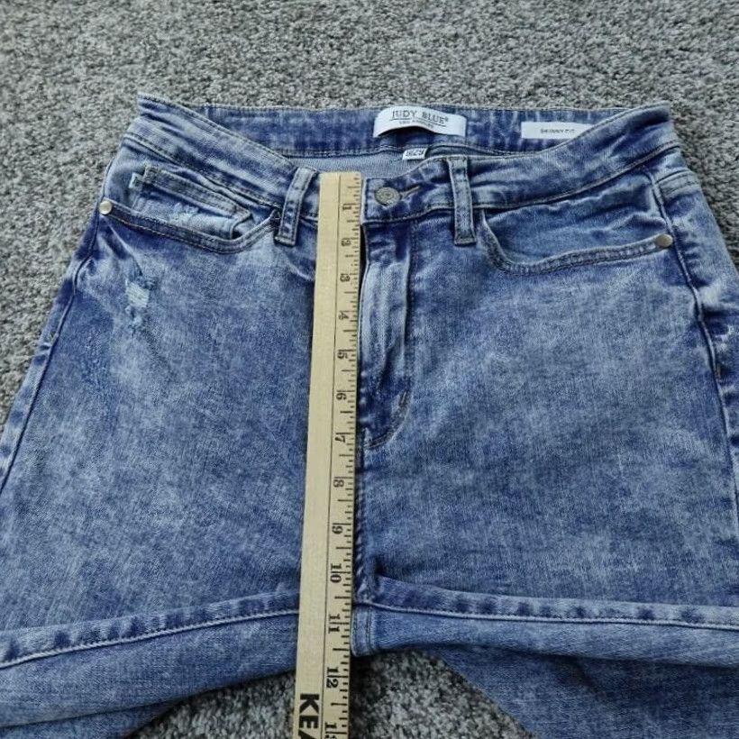 Vintage Judy Blue Jeans Womens 9 Light Denim Pants Skinny Fit High Rise Stretch Raw Hem Jeans Slim Short/Medium? Size 30" / US 8 / IT 44 - 4 Thumbnail