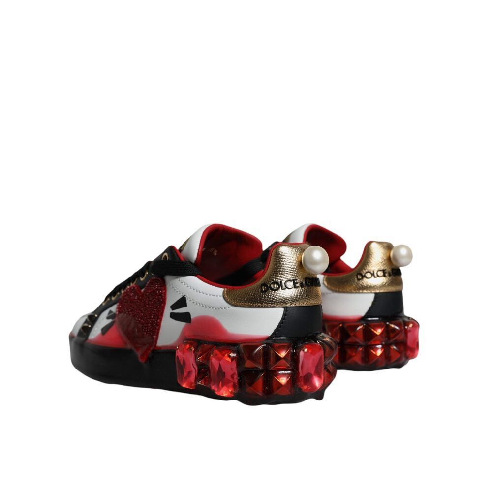 Dolce & Gabbana Dolce & Gabbana White Red Crystals Leather Portofino Sneaker Size US 6.5 / IT 36.5 - 4 Thumbnail