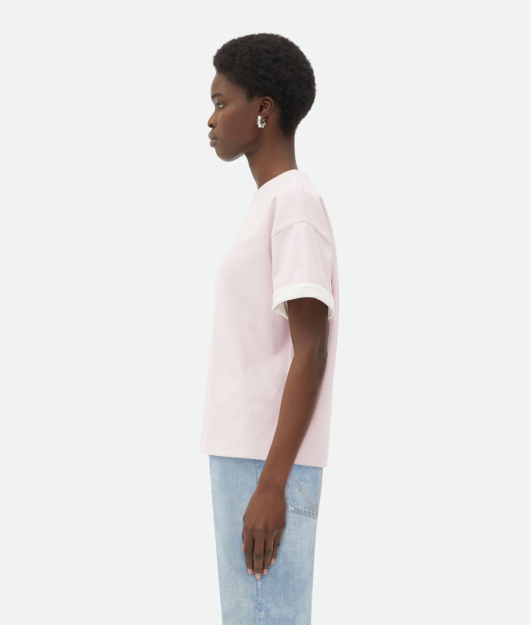 Bottega Veneta o1n1vont0325 Double Layer Relaxed Cotton T-Shirt Light Pink Size S / US 4 / IT 40 - 2 Thumbnail