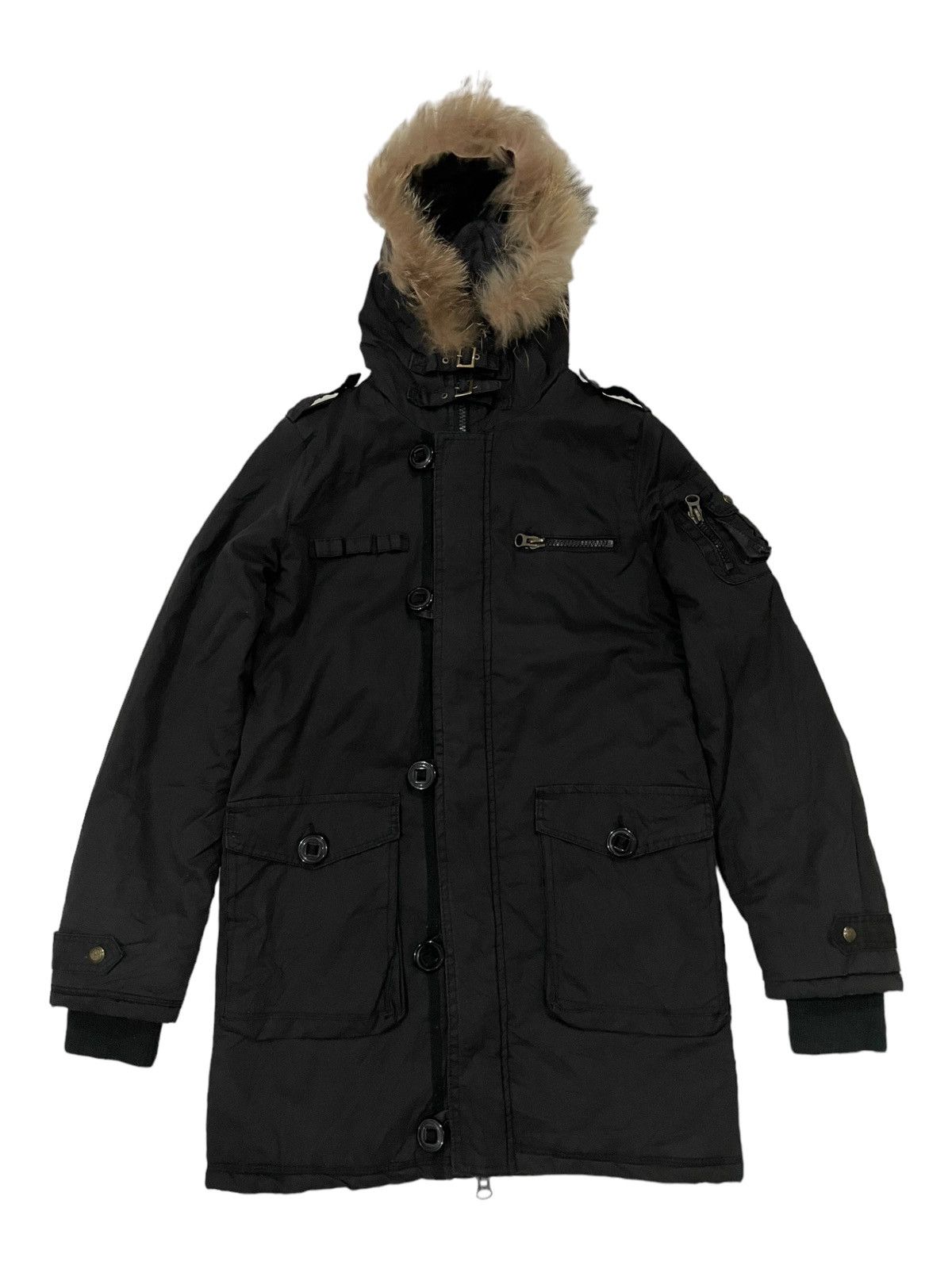 Japanese Brand × Vintage TRIBE Raccoon Fur Hooded Puffer Bondage Punk Jacket Size US M / EU 48-50 / 2 - 1 Thumbnail