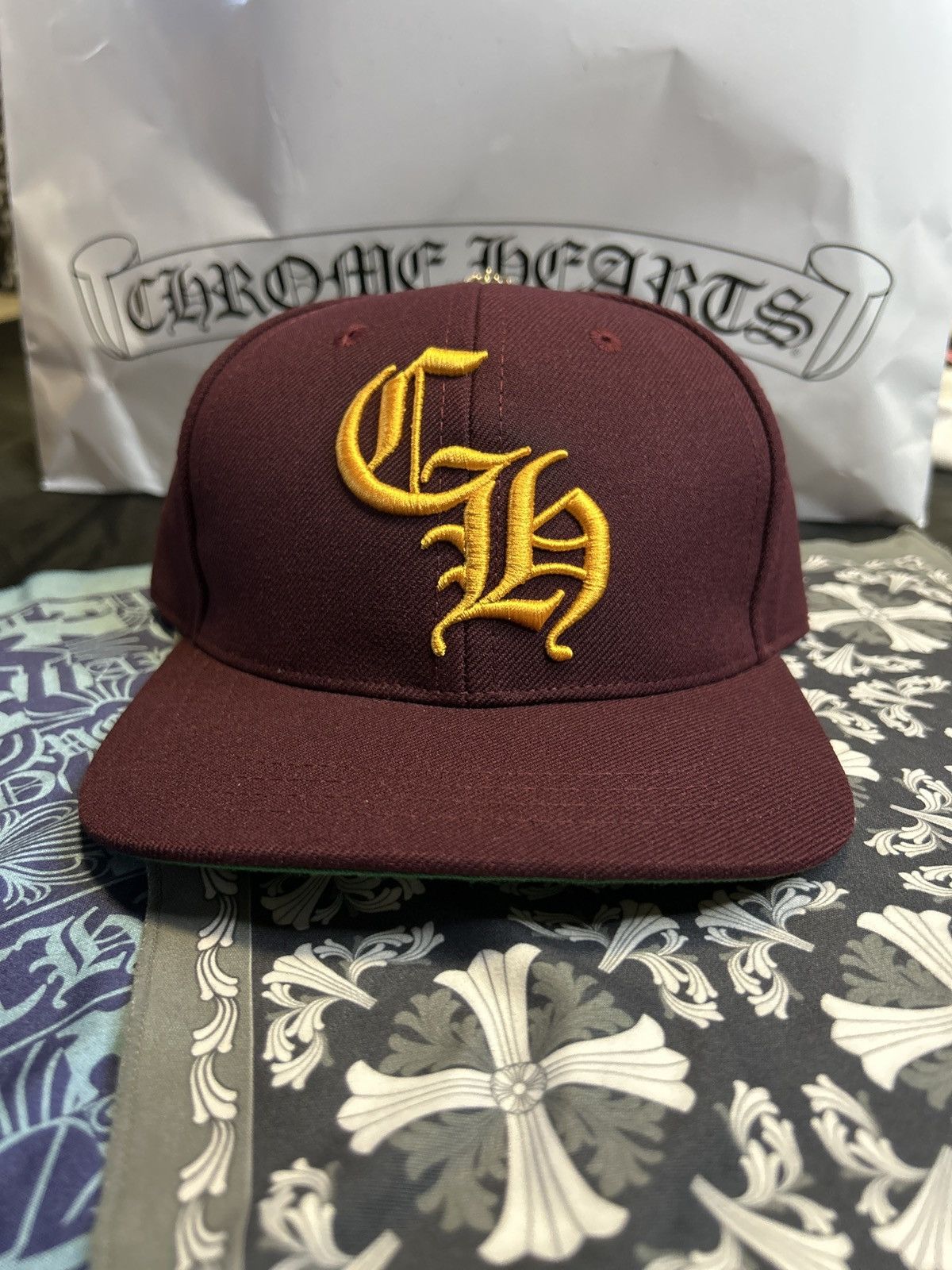 Chrome Hearts Chrome Hearts Burgundy 6 Panel BaseBall Hat. RARE. Size ONE SIZE - 9 Thumbnail