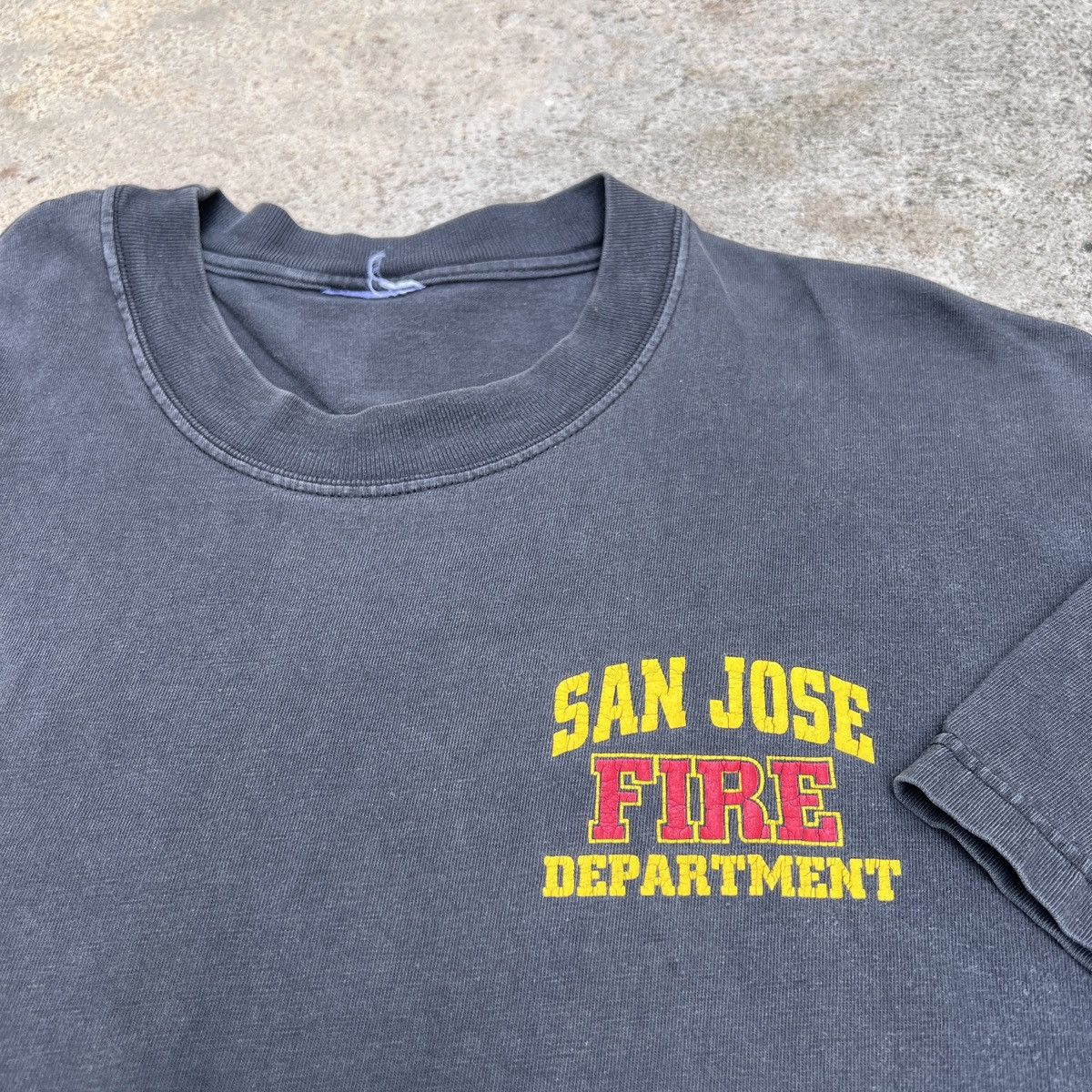 Vintage Vtg 90s Firefighter Tee XL Thrashed Faded graphic streetwear Size US XL / EU 56 / 4 - 9 Thumbnail