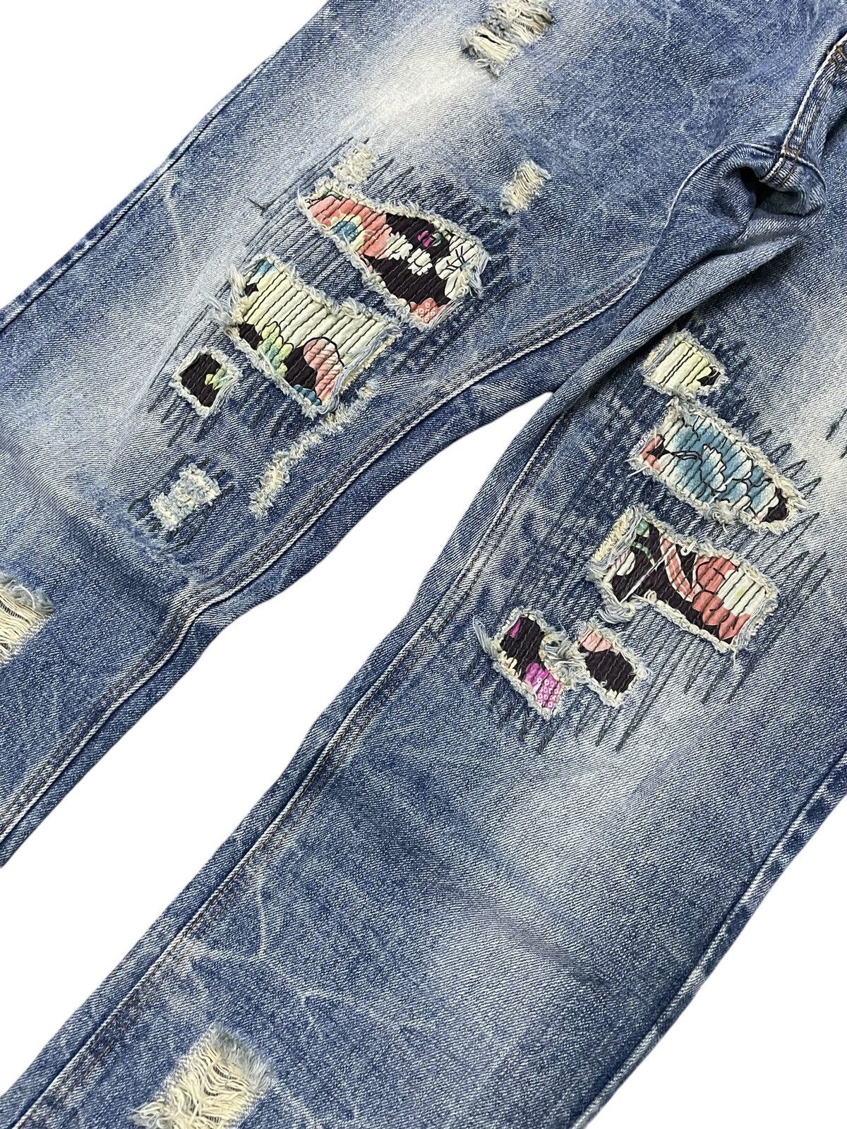 5351 POUR LES HOMMES × Hysteric Glamour Boro Heavy Stitched Japanese Brand Distressed Jeans Size US 30 / EU 46 - 4 Thumbnail
