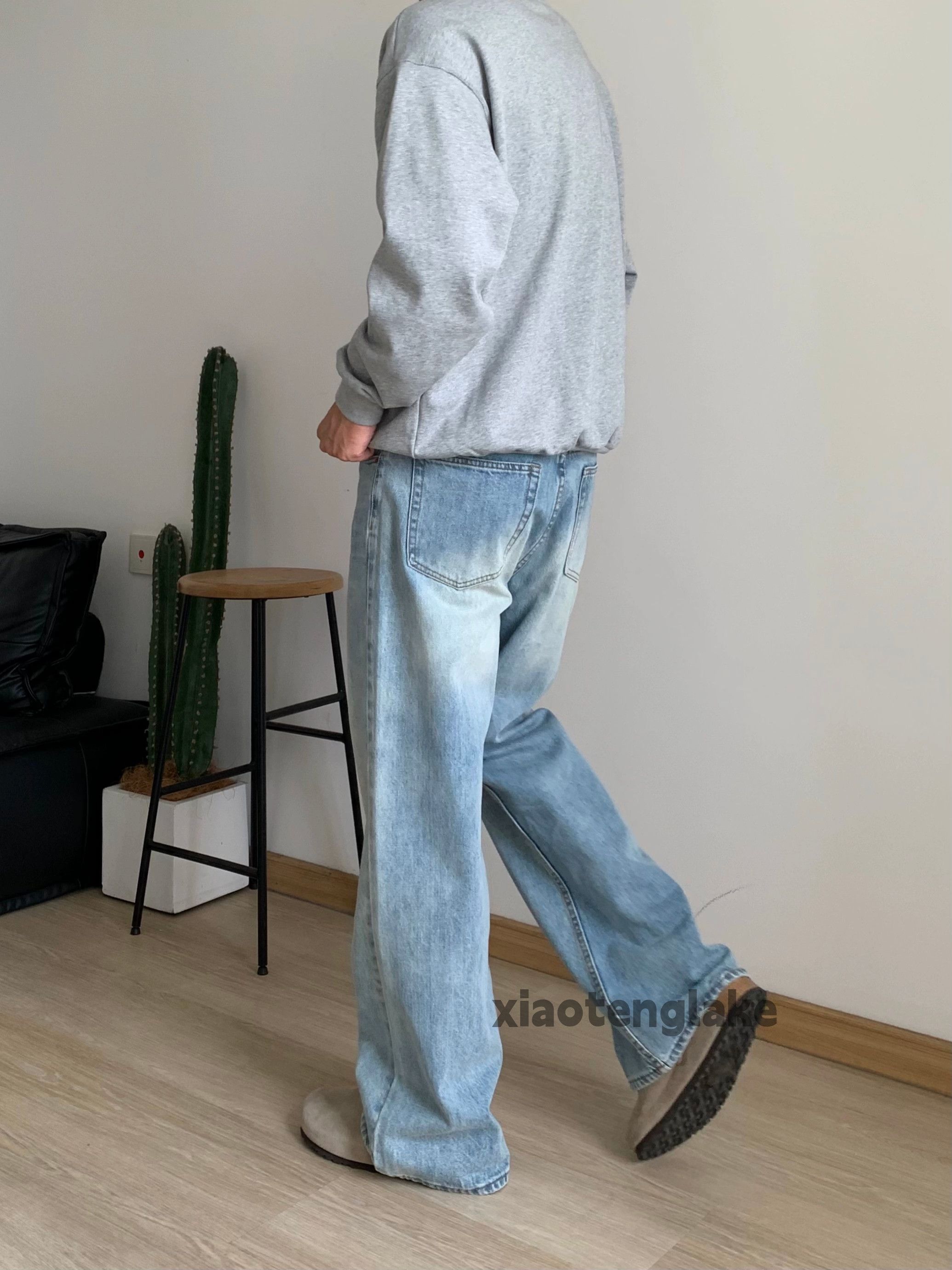 Jean × Vintage washed faded cleanfit damaged yuppie loose baggy jeans Size US 32 / EU 48 - 4 Thumbnail