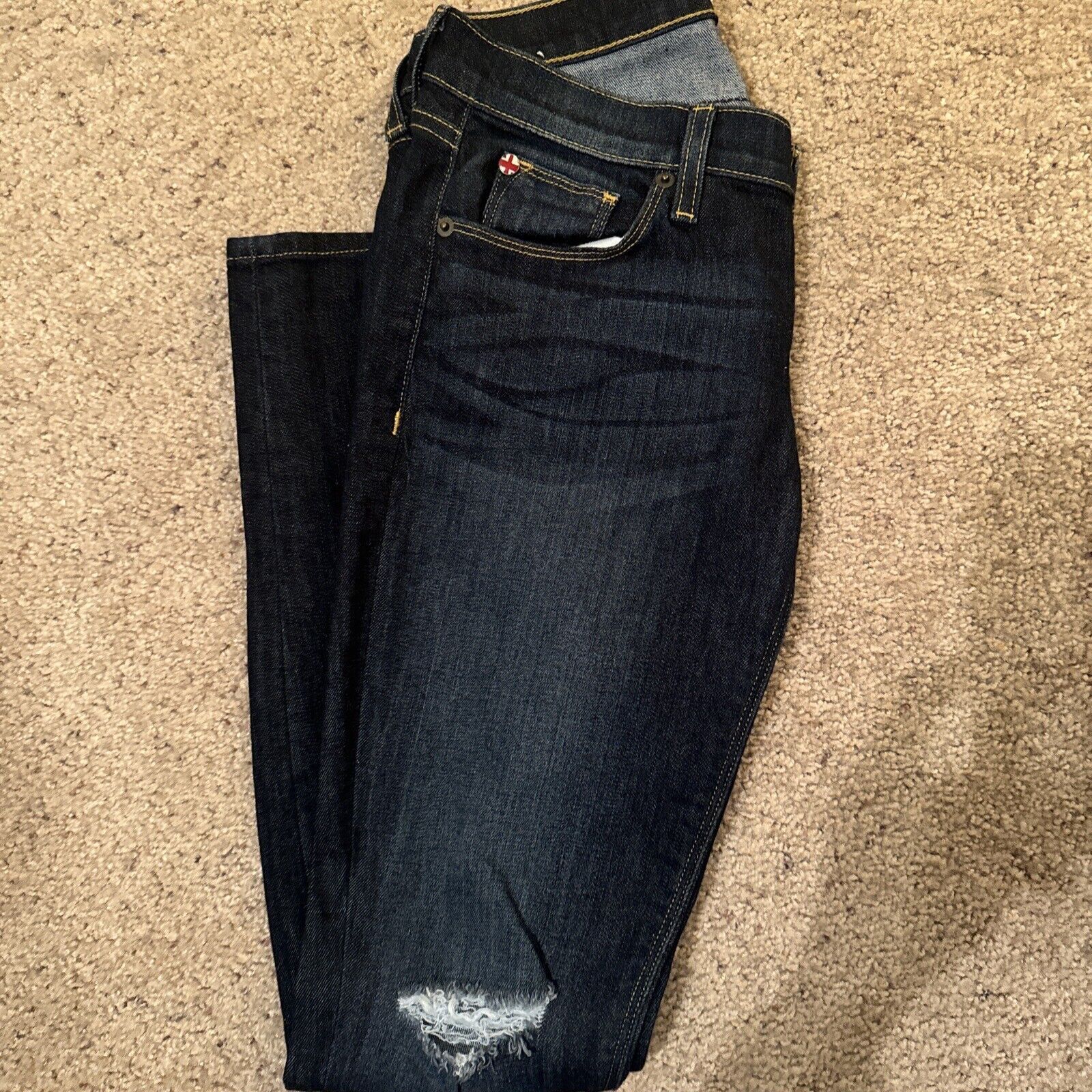 Hudson Hudson Jeans Women 26 Dark Wash Krista Super Skinny Distress Size 26" / US 2 / IT 38 - 6 Thumbnail