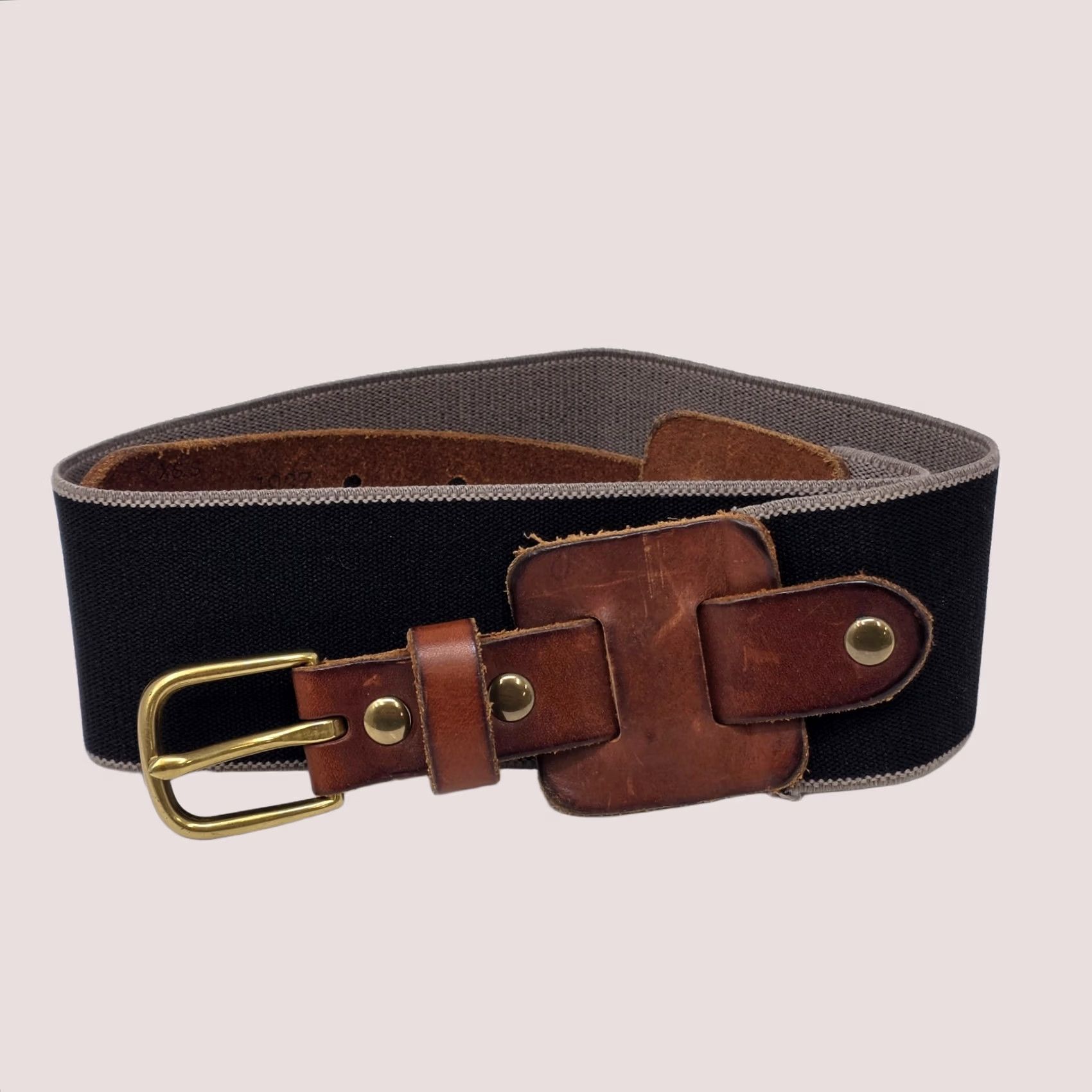 Vintage 1937 Accessories Leather and Elastic Belt Womens XS/S Brown Tan Brass Buckle USA Belt Accessories XS/S Brown Tan Brass Buckle USA Size ONE SIZE - 1 Thumbnail