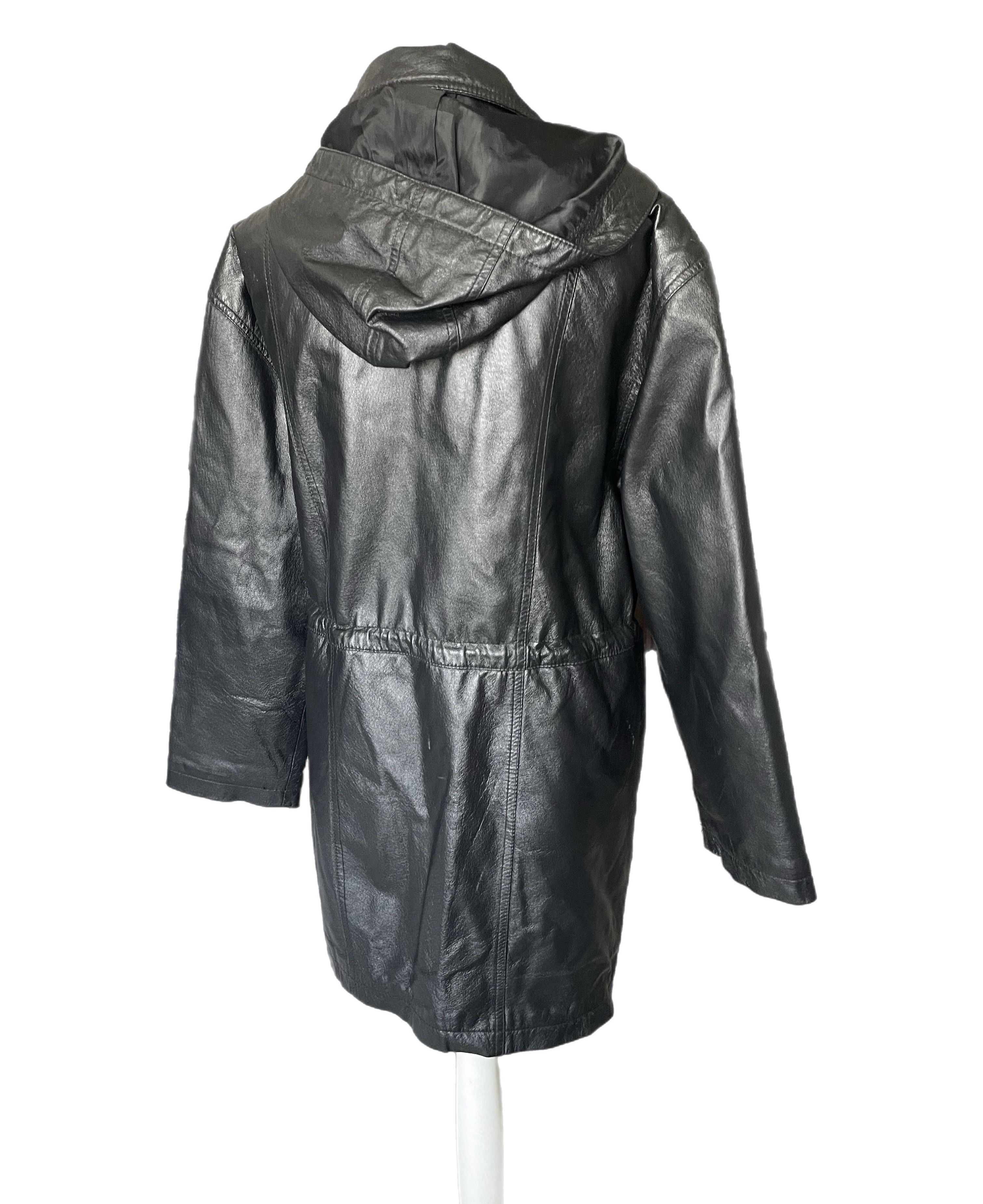 Other Women's Leather Jacket Avitano M Vintage Black 90s 1990s Size M / US 6-8 / IT 42-44 - 4 Thumbnail