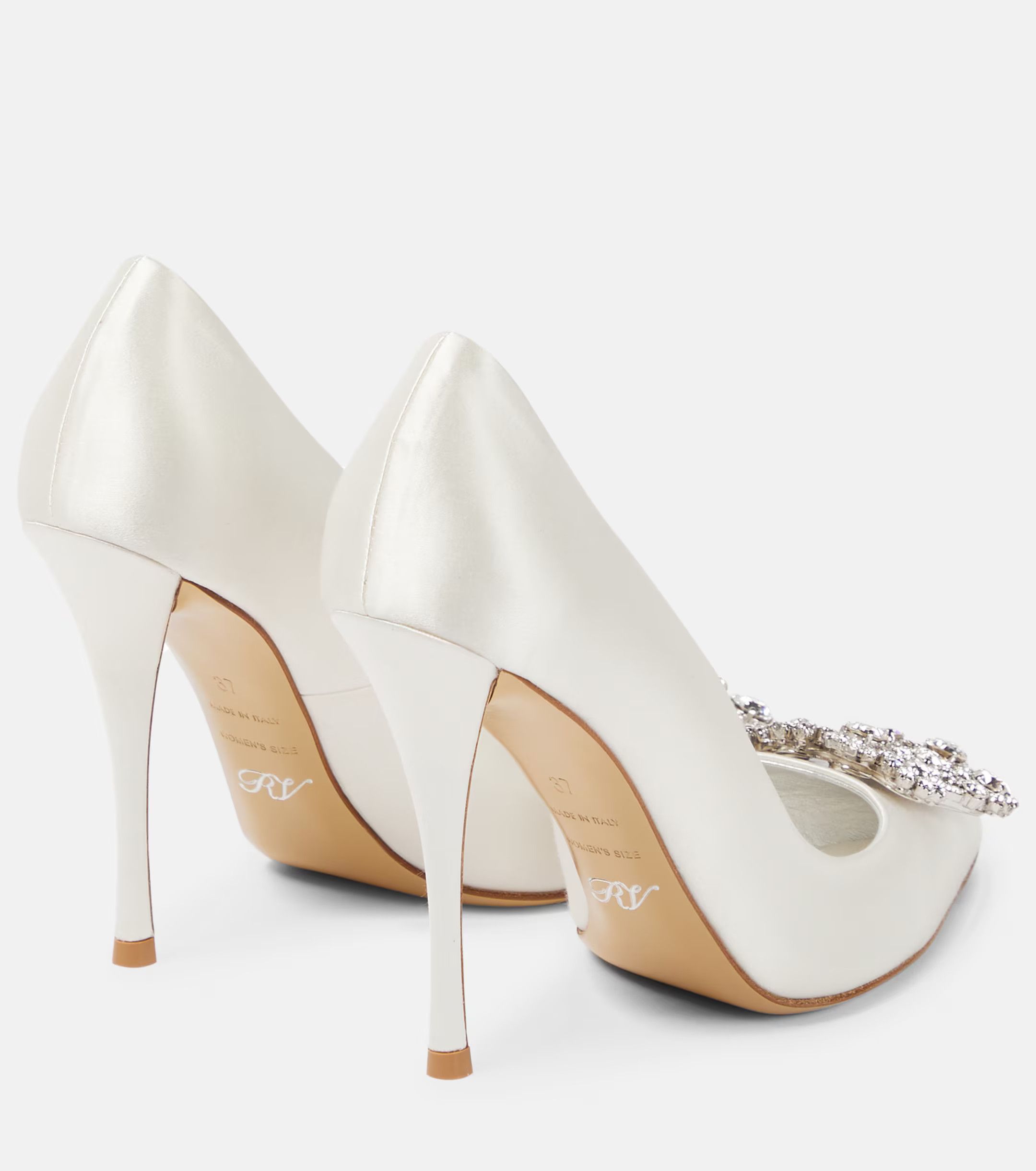 Roger Vivier o1s22i1n0824 Satin Decollete Flower Pumps in White Size US 9 / IT 39 - 2 Thumbnail