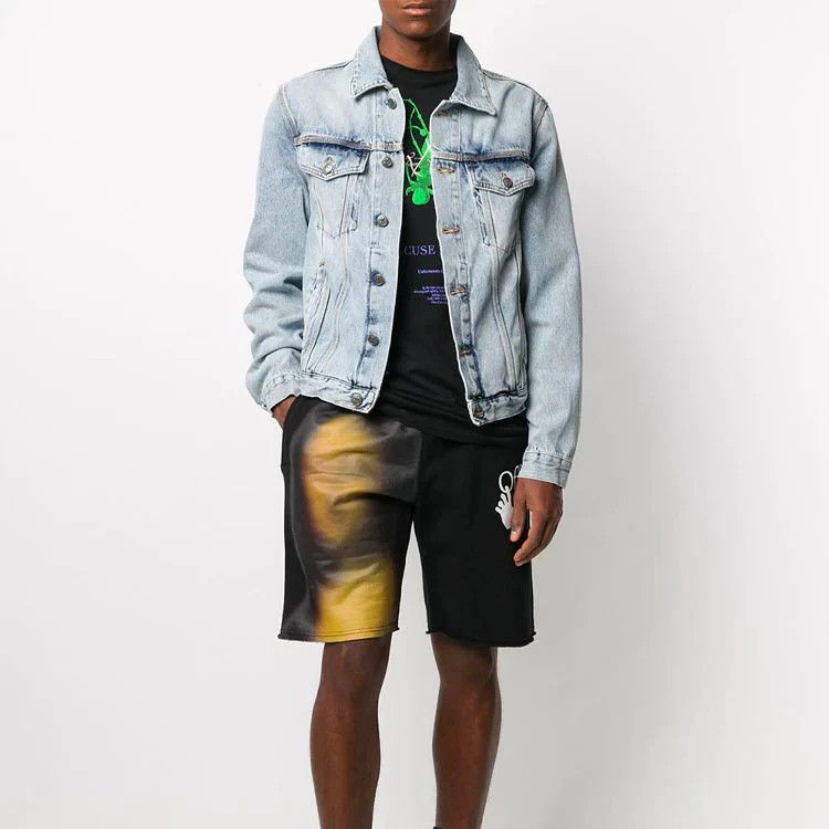 Off-White Blue Blurred Mona Lisa Arrows Sweatshorts Size US 32 / EU 48 - 3 Thumbnail