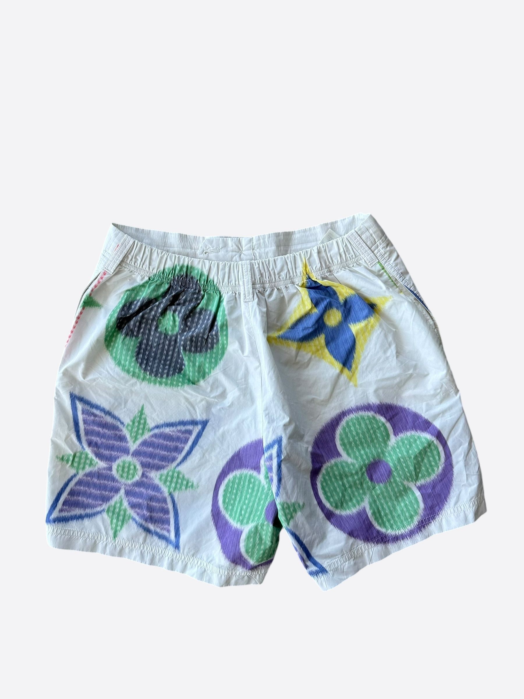 Louis Vuitton Louis Vuitton White Multicolor Flower Monogram Swimshorts Size US 36 / EU 52 - 2 Thumbnail