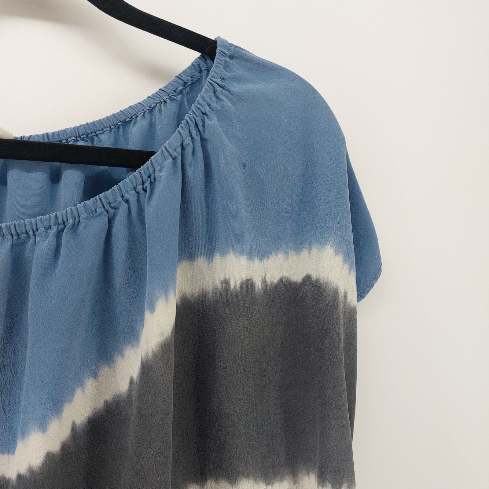 Joie Joie Solid Blue Black 100% Silk Blouse Top Medium Tie Dye Size M / US 6-8 / IT 42-44 - 7 Thumbnail