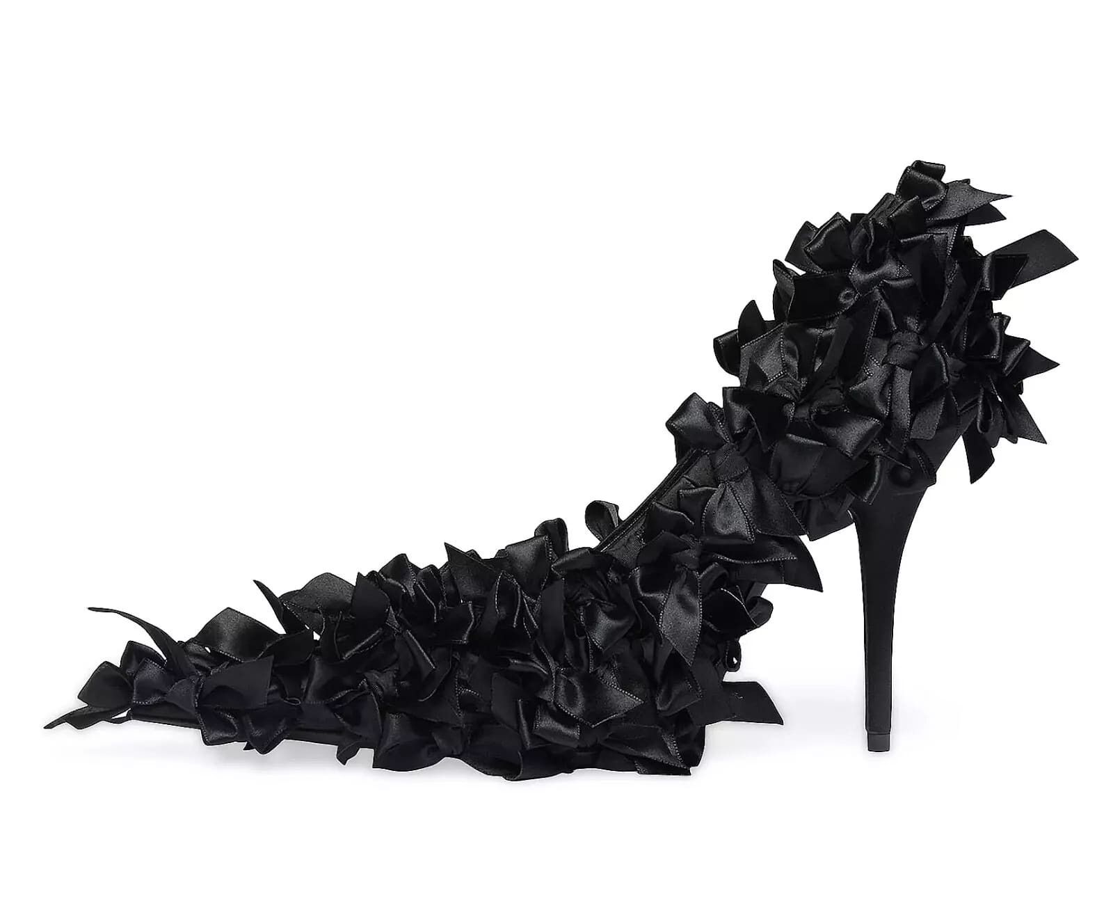 Balenciaga Balenciaga Marie Antoinette Knife Black Satin Bow Pumps Heel Size US 7.5 / IT 37.5 - 2 Thumbnail