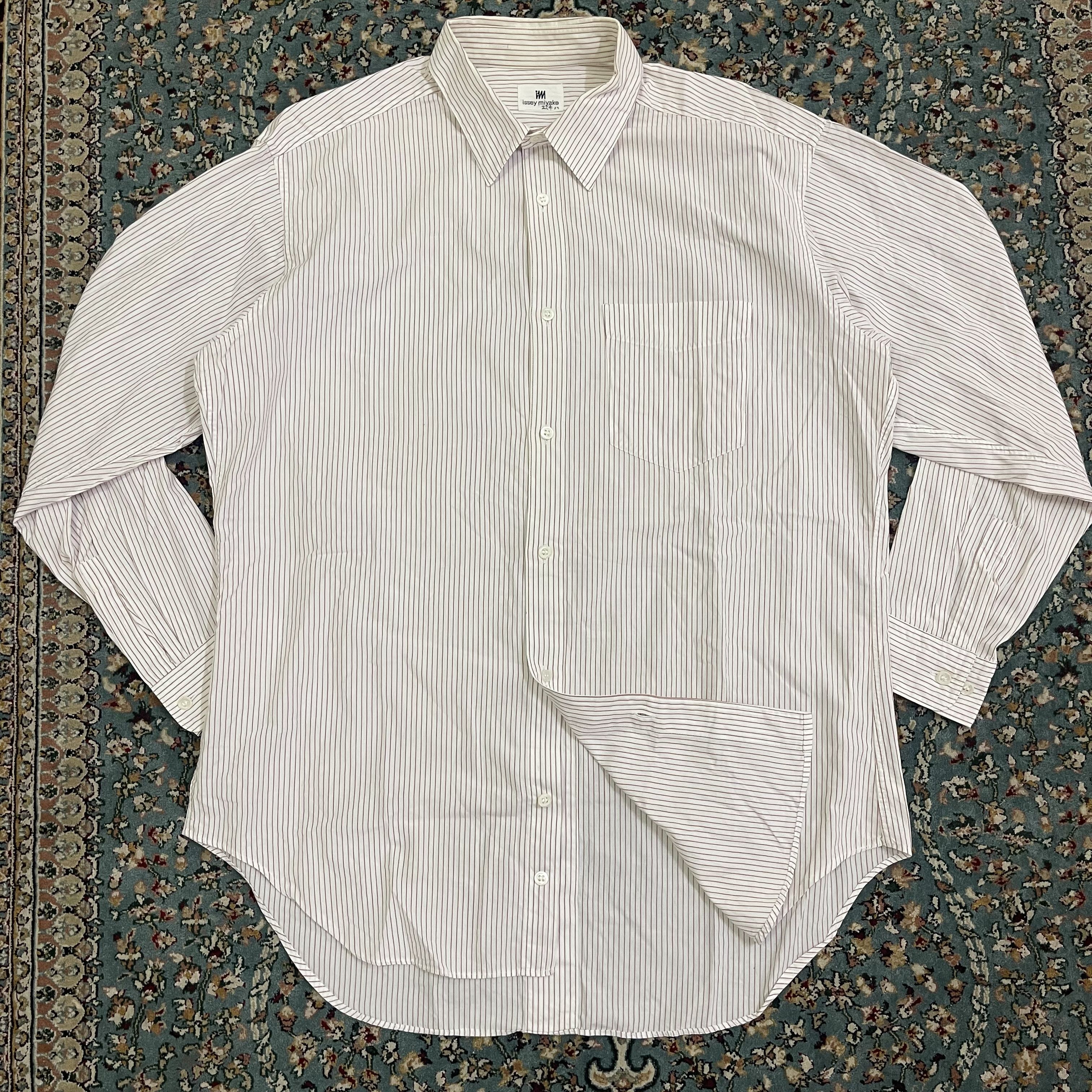 Issey Miyake × Vintage Vtg 80s Issey Miyake Circa Pinstripe Office Shirt Size US XL / EU 56 / 4 - 7 Thumbnail