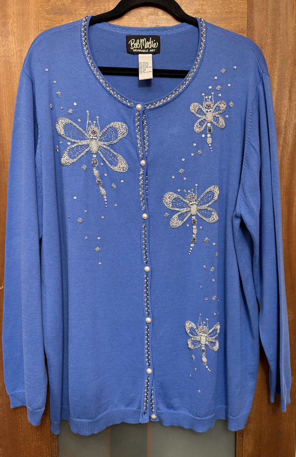 Bob Mackie Bob Mackie Wearable Art Periwinkle Blue Beaded Dragonfly Size XXL / US 16-18 / IT 52-54 - 1 Thumbnail