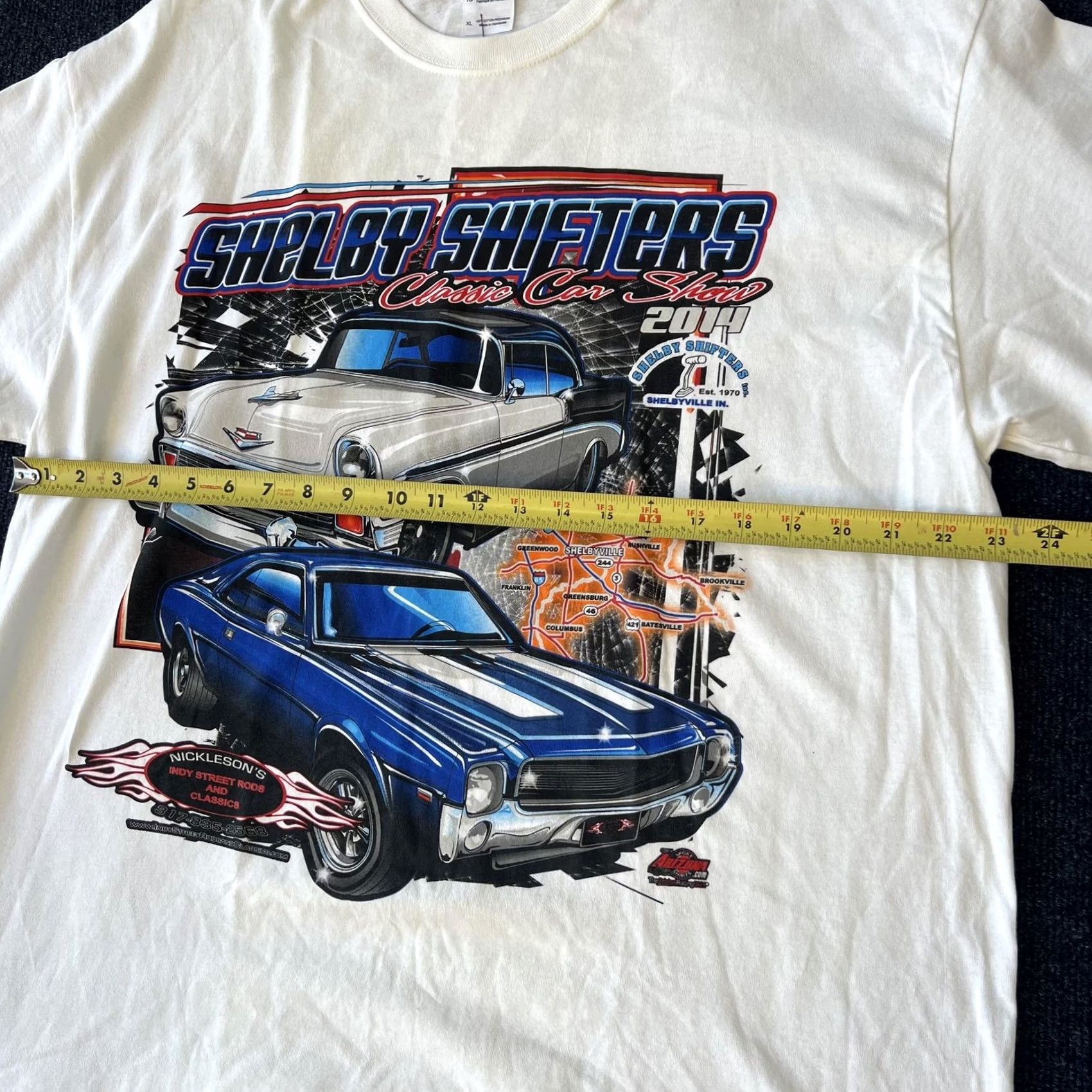 Gildan Shelby Shifters Classic Car Show Shirt Mens XL White 2011 Gildan Muscle Car Tee Size US XL / EU 56 / 4 - 3 Thumbnail