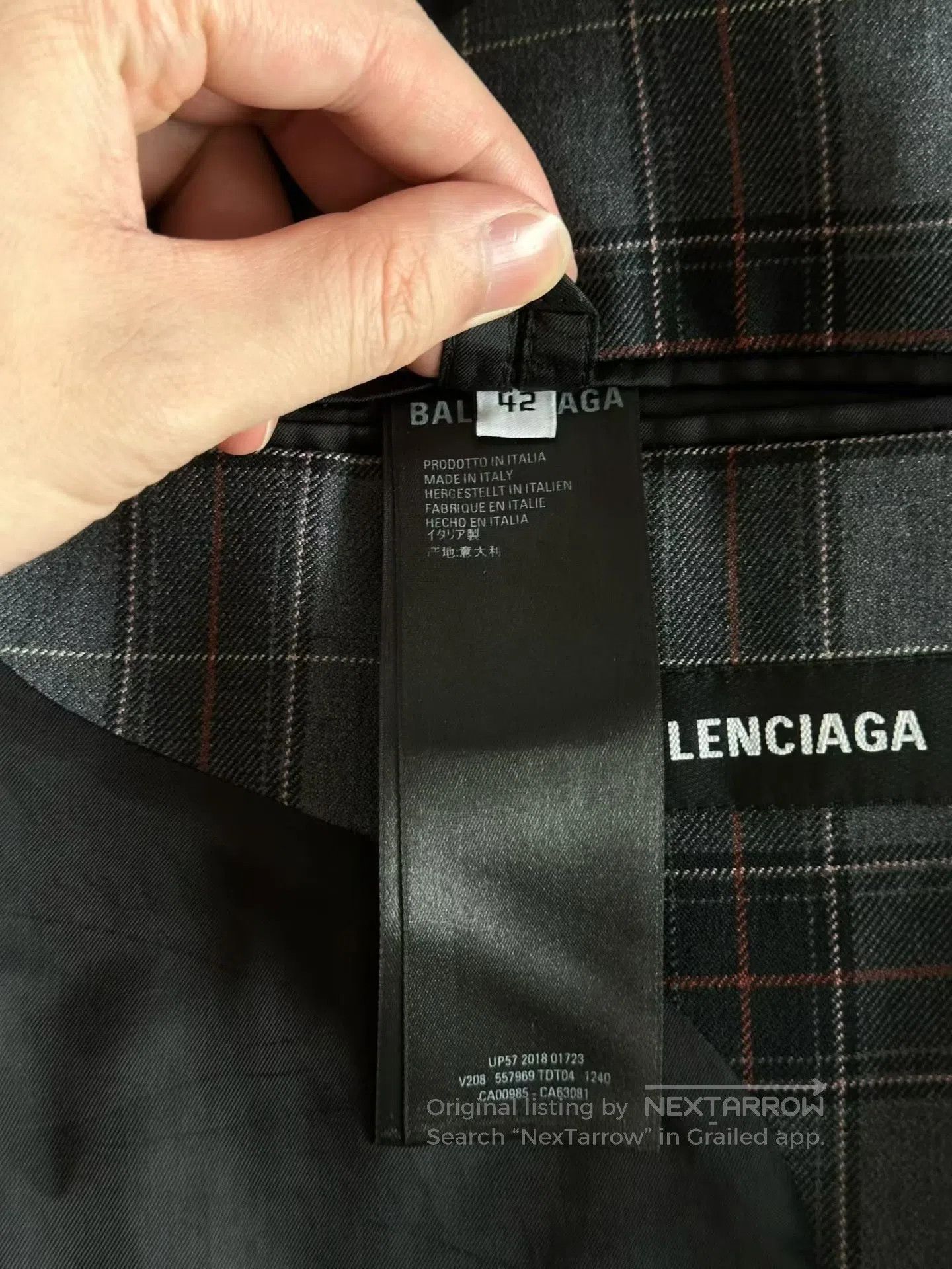 Balenciaga Balenciaga Check Sleeve Patch Blazer| Size 42S - 3 Thumbnail