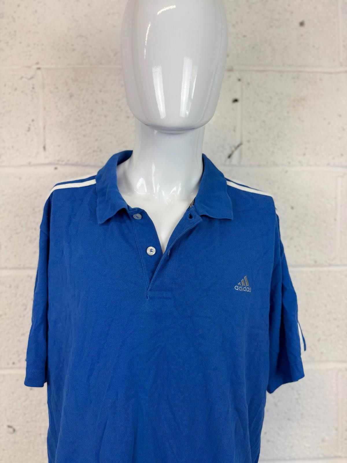 Adidas Adidas Men's Blue Polo Shirt with White Stripes Size XL Size US XL / EU 56 / 4 - 3 Thumbnail