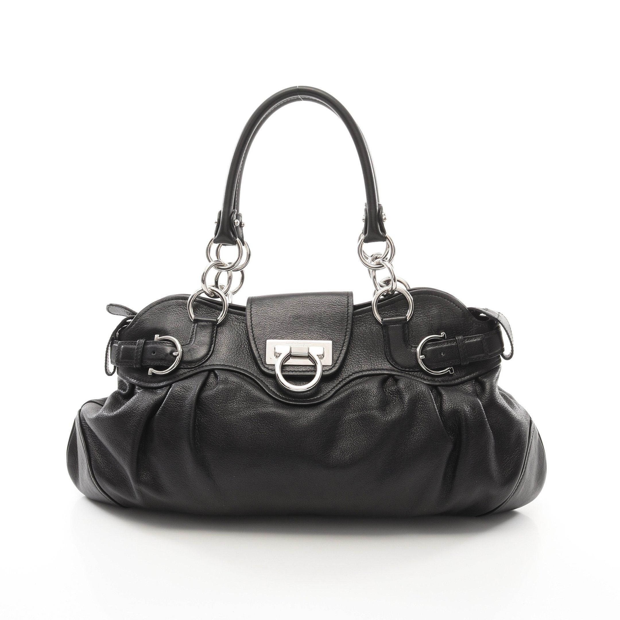 Salvatore Ferragamo Salvatore Ferragamo Marissa Gancini Handbag Leather Black Size ONE SIZE - 1 Thumbnail