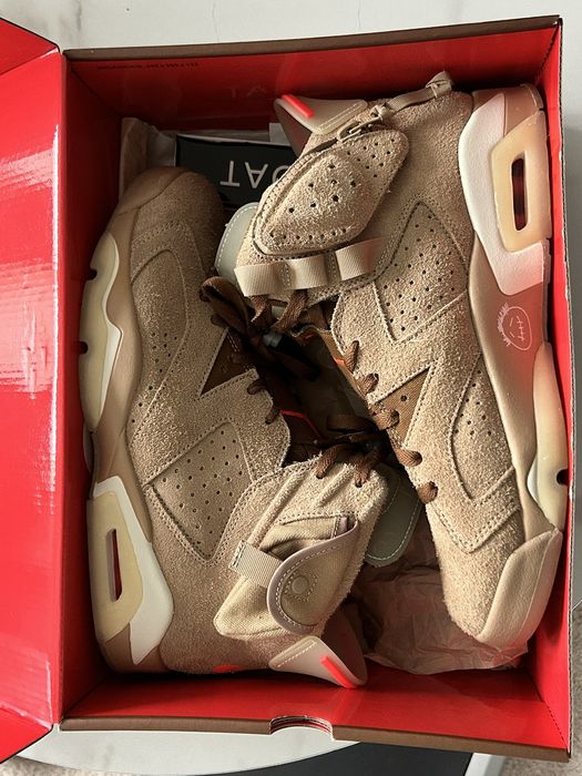travis scott 6 british khaki on feet