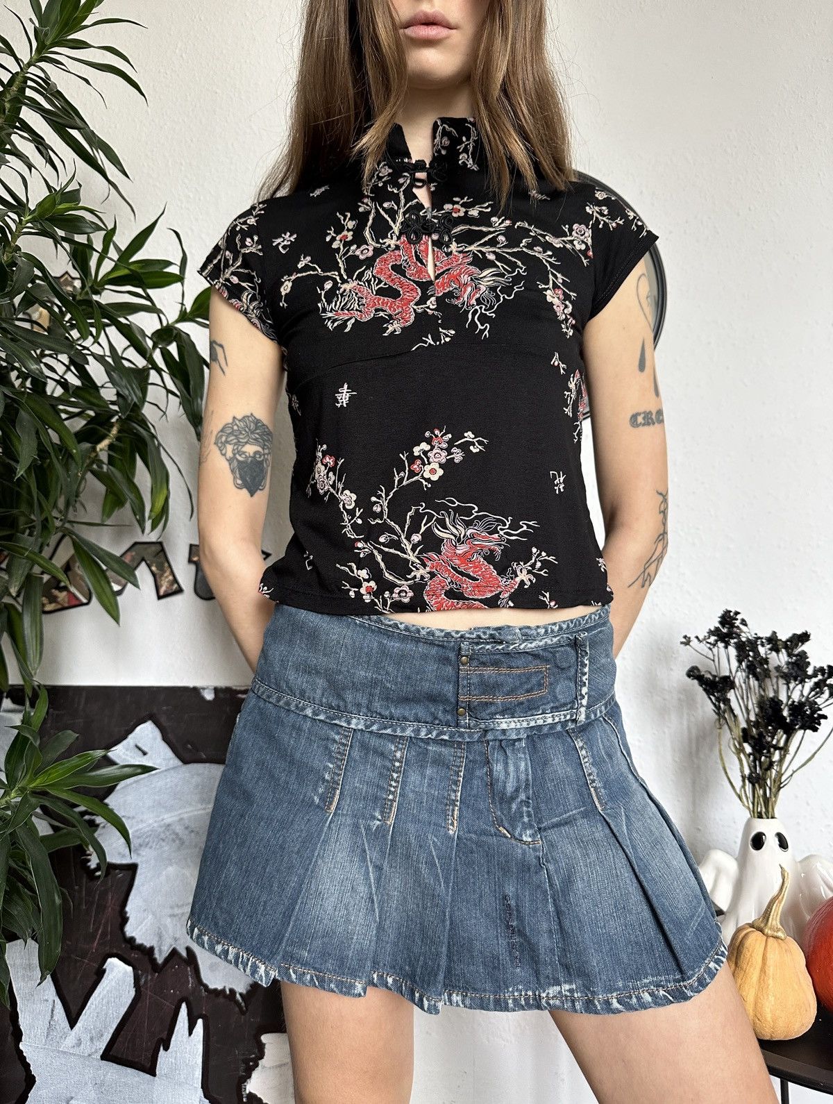 If Six Was Nine × Japanese Brand Japan Asian Dragon Kimono vintage Crop Top Size ONE SIZE - 3 Thumbnail