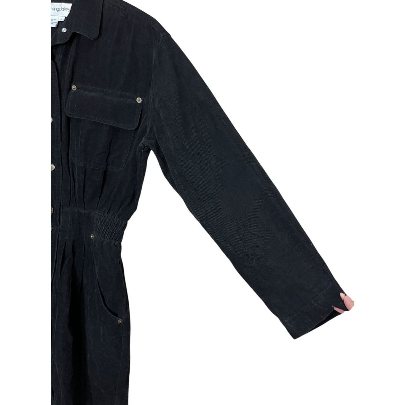 Bloomingdale's Vintage Bloomingdale’s Black Corduroy Long Sleeve Button Fro Size M / US 6-8 / IT 42-44 - 4 Thumbnail