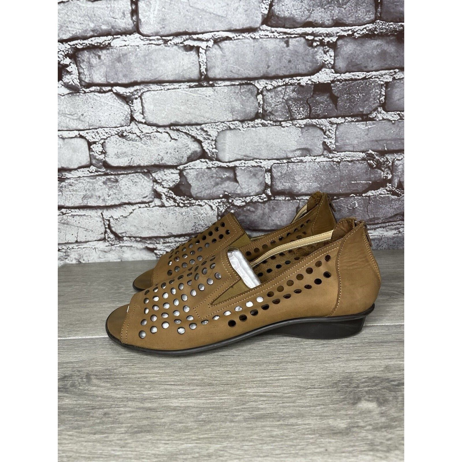 Other Sesto Meucci Evonne Brown Nubuck Perforated Open Toe Back Zi Size US 10 / IT 40 - 10 Thumbnail
