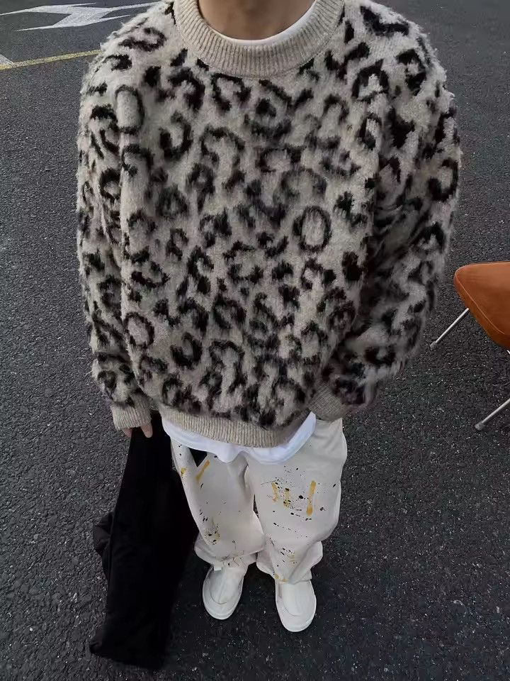 Other Leopard Loose Streetwear Outdoor Drip Trendy Sweater Size US L / EU 52-54 / 3 - 1 Thumbnail