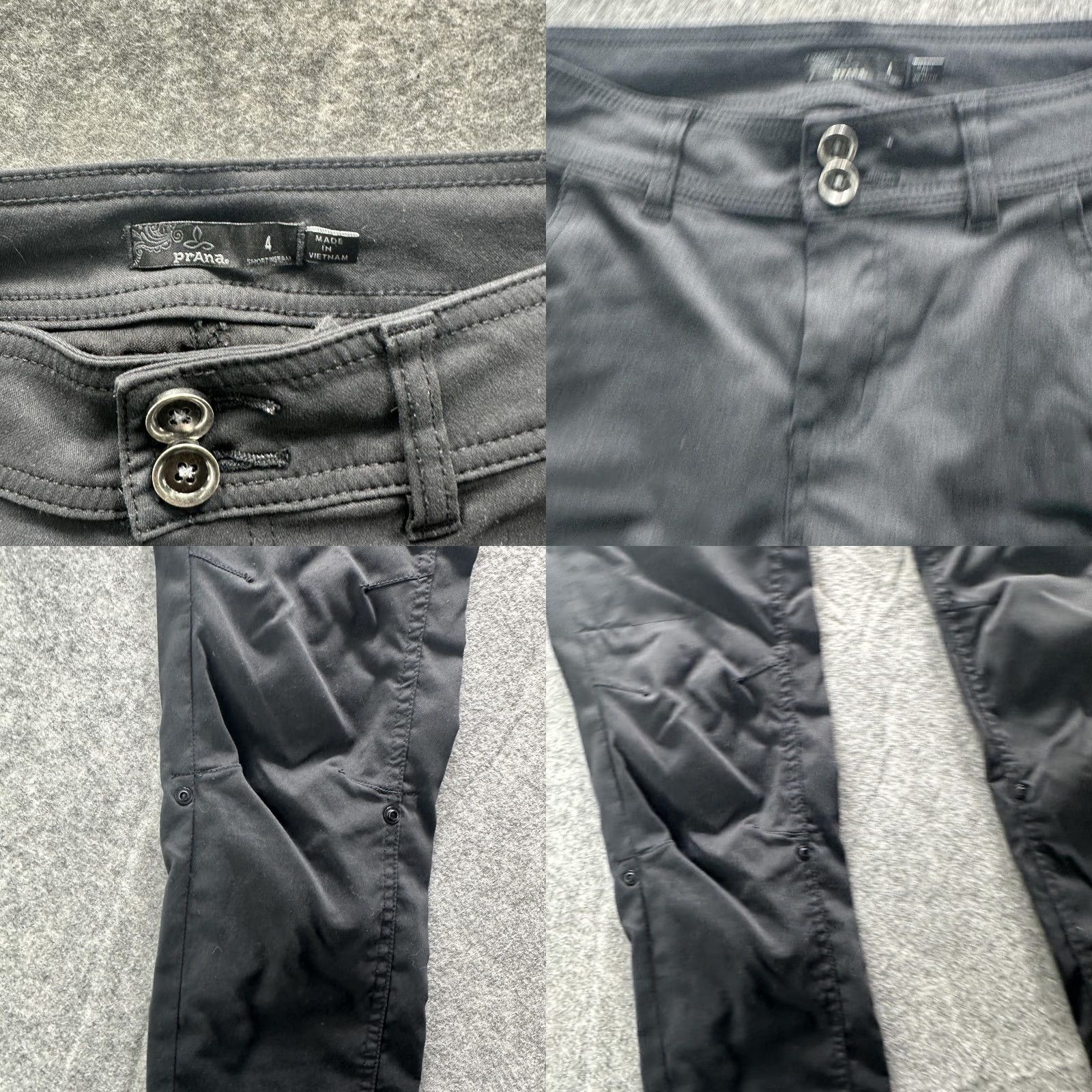Prana PrAna Pants Womens 4 Short Black Nylon Stretch Hiking Outdoor Travel Utility Size 27" / US 4 / IT 40 - 8 Thumbnail