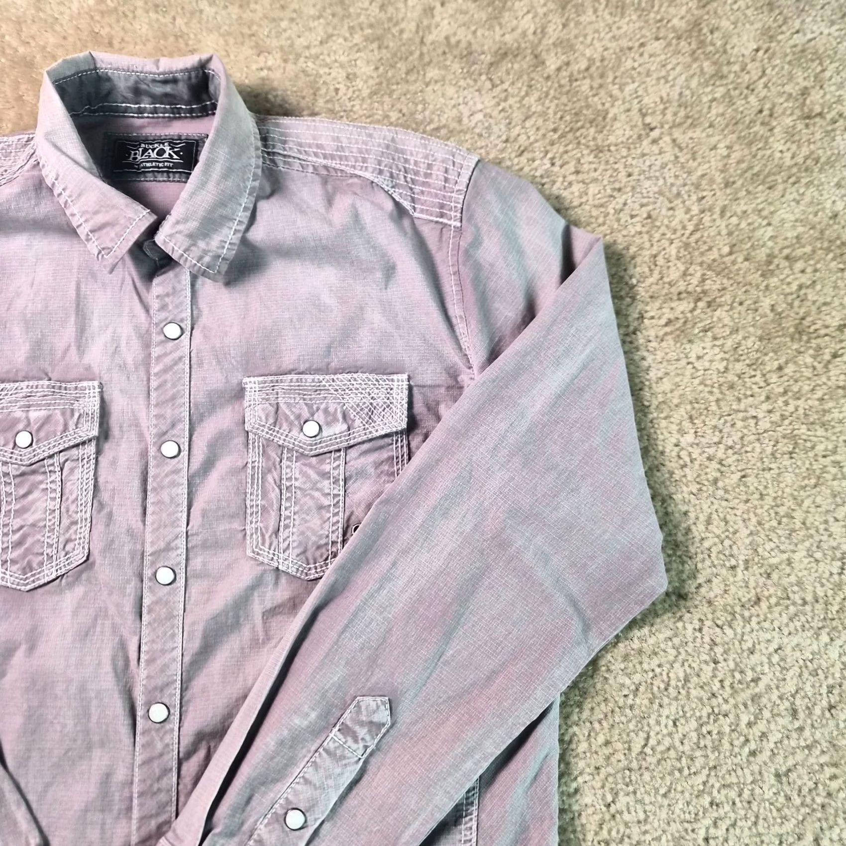 BKE BKE Shirt Medium Beige Pearl Snaps Athletic Fit Long Sleeve Men's G225 Size US M / EU 48-50 / 2 - 2 Thumbnail