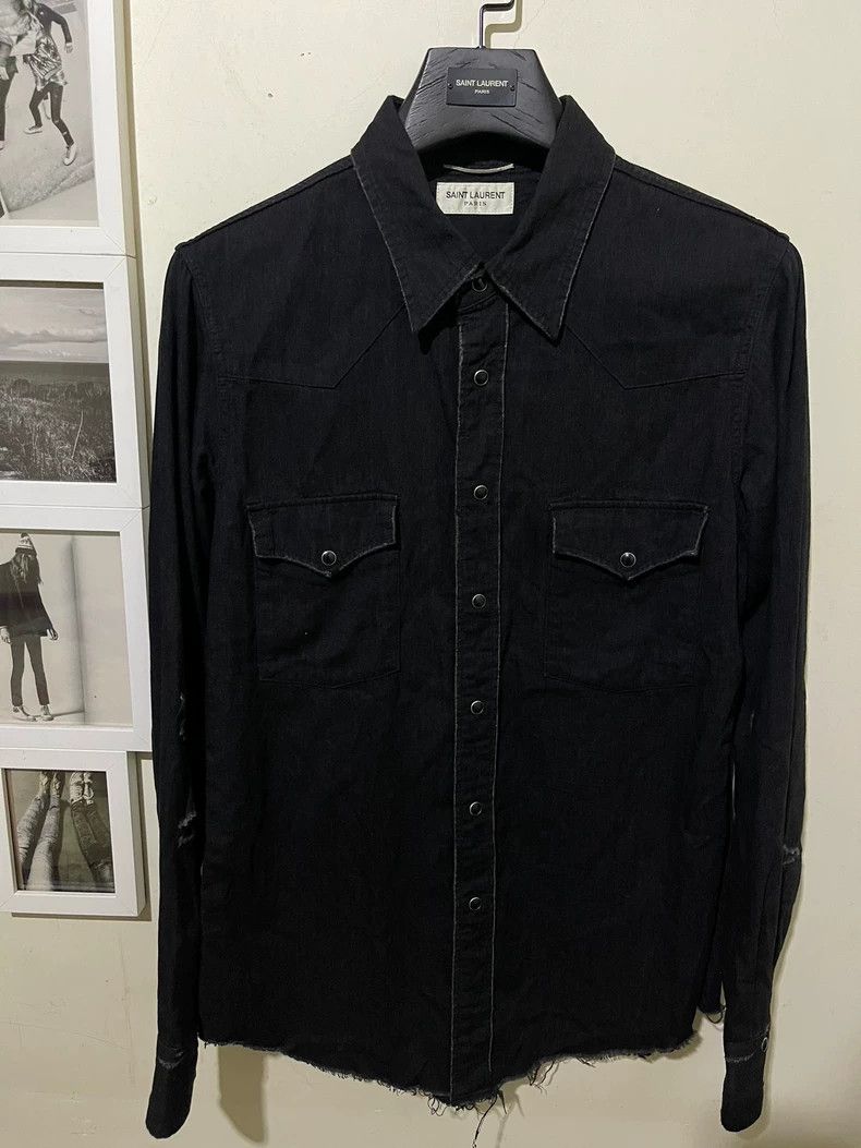 Saint Laurent Paris saint Laurent paris16ss Genuine Cat's Eye Black Shirt 2503 Size US M / EU 48-50 / 2 - 1 Thumbnail