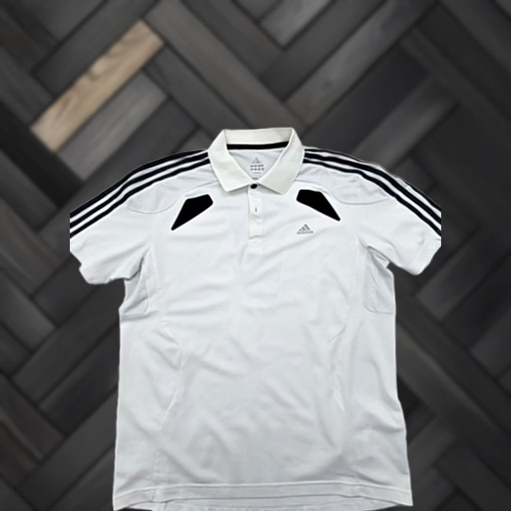 Adidas Adidas Climacool White Striped Polo Shirt Short Sleeve Fitted Men’s XS-XL Polo shirt White Climacool Sports Button Shirt Size US L / EU 52-54 / 3 - 1 Thumbnail