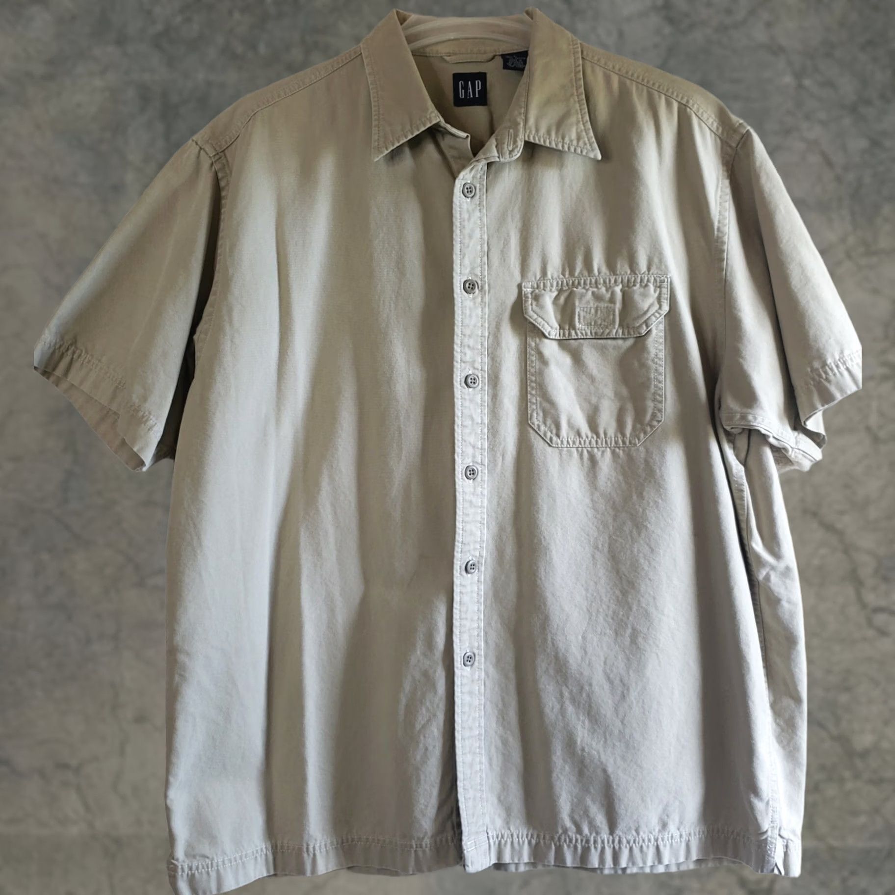 Gap GAP Button-Down Shirt Men L Tan Canvas Safari Short Sleeve 100% Cotton Size US L / EU 52-54 / 3 - 1 Thumbnail