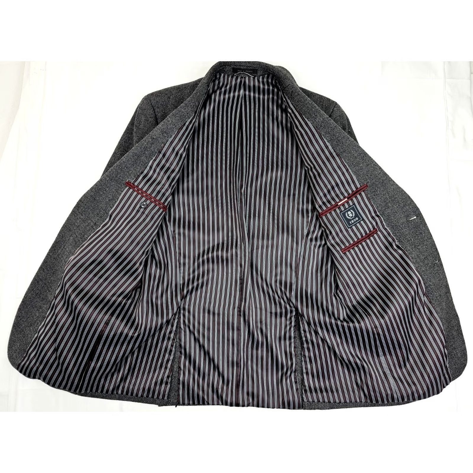 Izod IZOD Birdseye Wool Sport Coat Blazer Men 40L Gray Nailhead Lined Jacket Shirt Size 40R - 2 Thumbnail