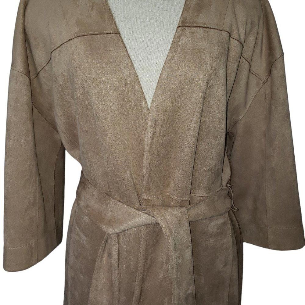 Chicos CT344a Chicos Tan Suede Like Lightweight Trench Jacket Size M / US 6-8 / IT 42-44 - 5 Thumbnail