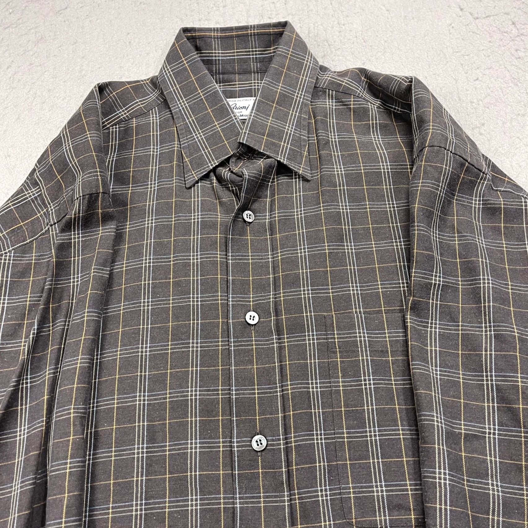 Brioni Brioni Shirt Mens L Gray Plaid Cotton Button Up Tailored Italy Neiman Marcus Size US L / EU 52-54 / 3 - 2 Thumbnail