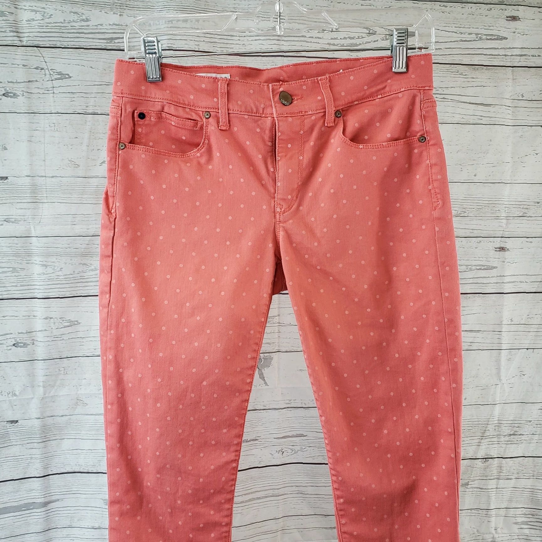 Gap GAP 1969 Womens Legging Jeans Sz 26 Pink Polka Dot Mid Rise Jeans Skinny Womens Size 26" / US 2 / IT 38 - 2 Thumbnail