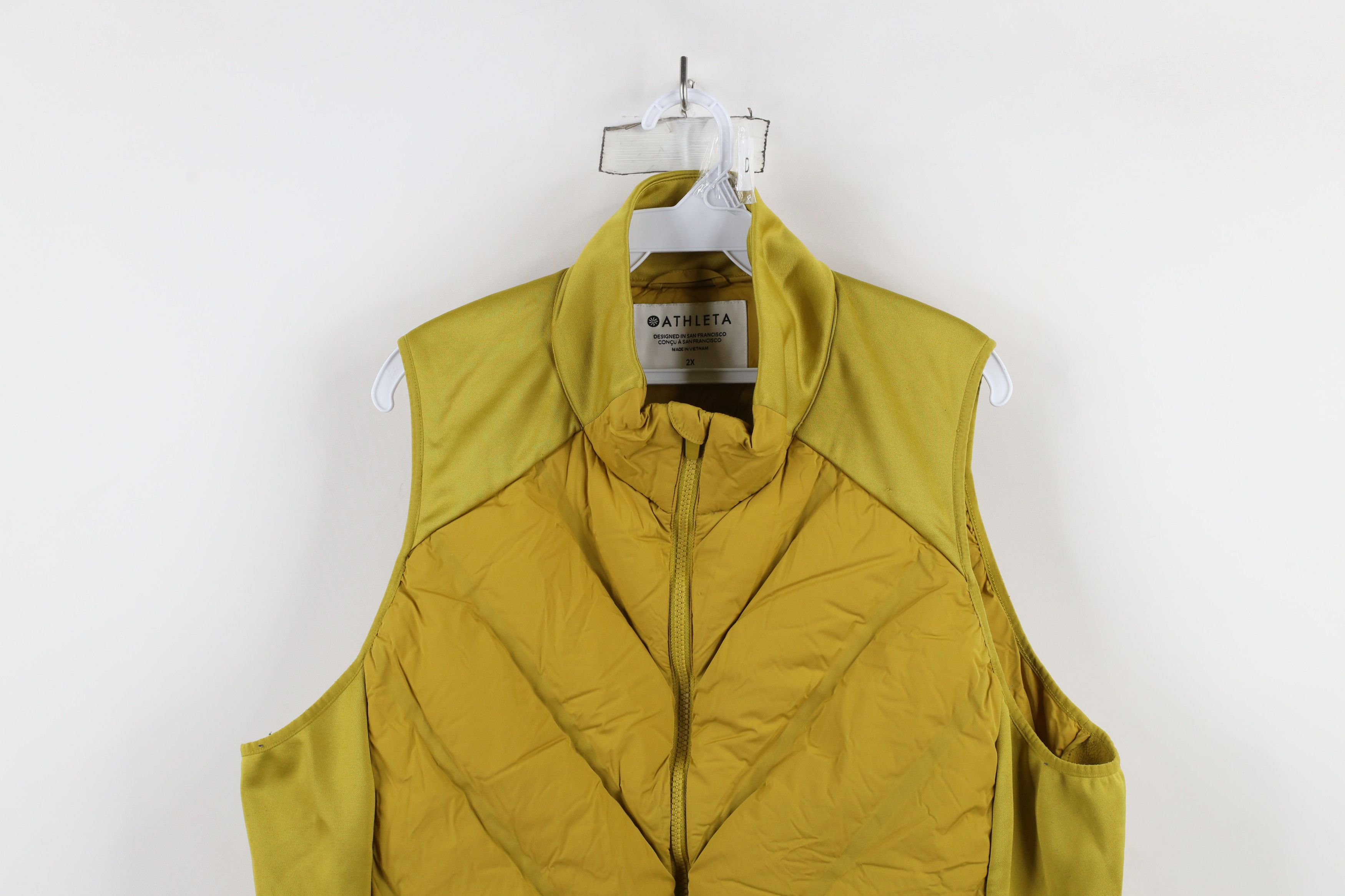 Athleta × Vintage Athleta Down Insulated Full Zip Puffer Vest Jacket Yellow Size XXL / US 16-18 / IT 52-54 - 2 Thumbnail