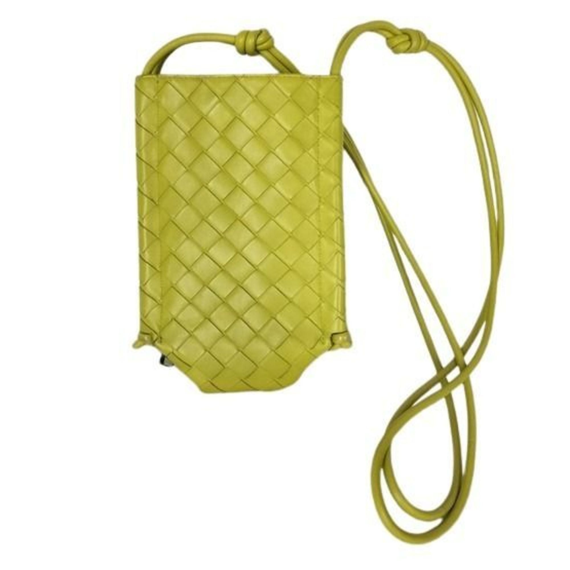 Bottega Veneta Bottega Veneta Intrecciato Shoulder Bag MINI THE KNOT 639293 Yellow Green Lambskin Women's Size ONE SIZE - 1 Thumbnail