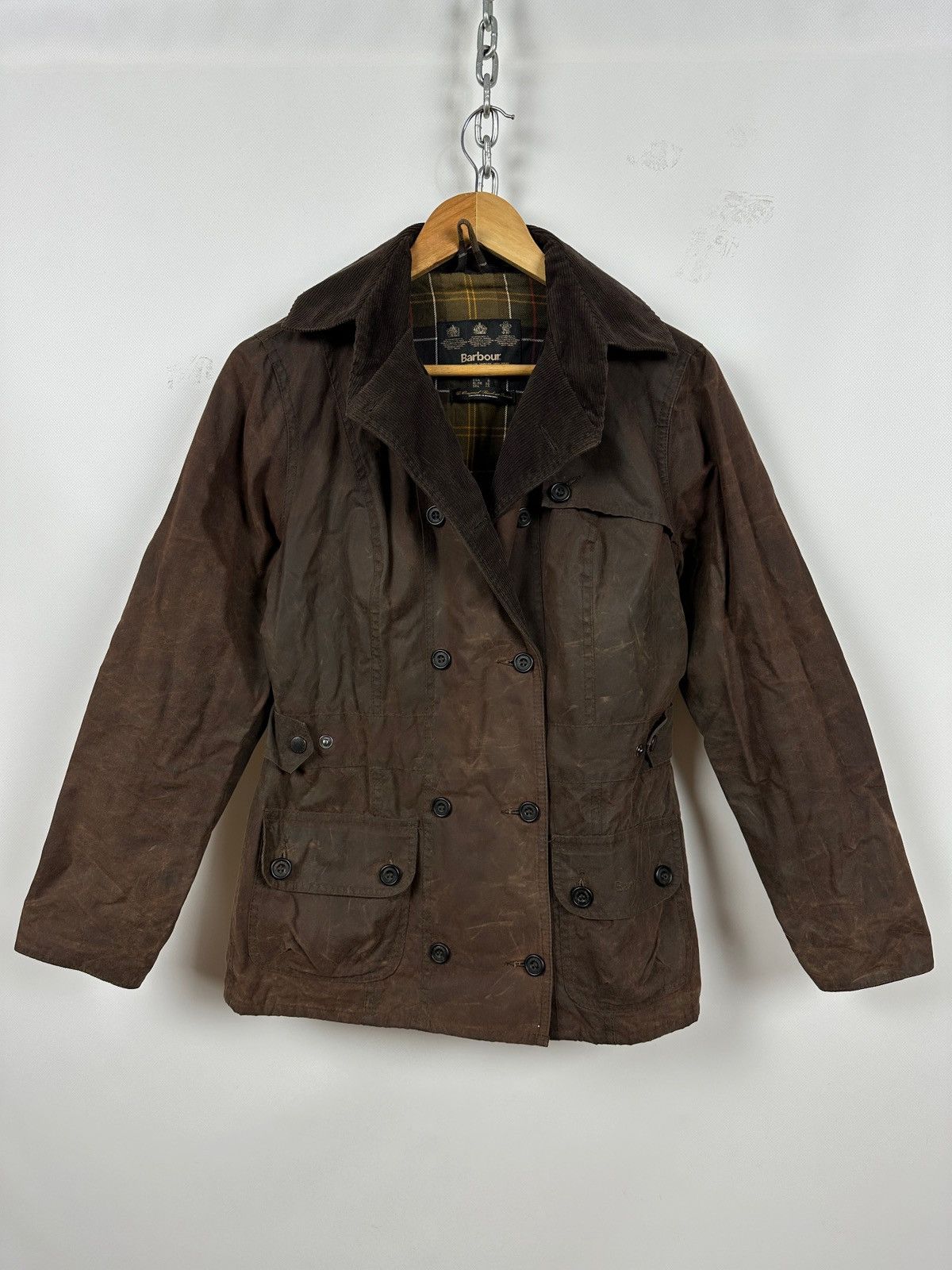 Barbour Double Breasted Brown Waxed Coat Jacket