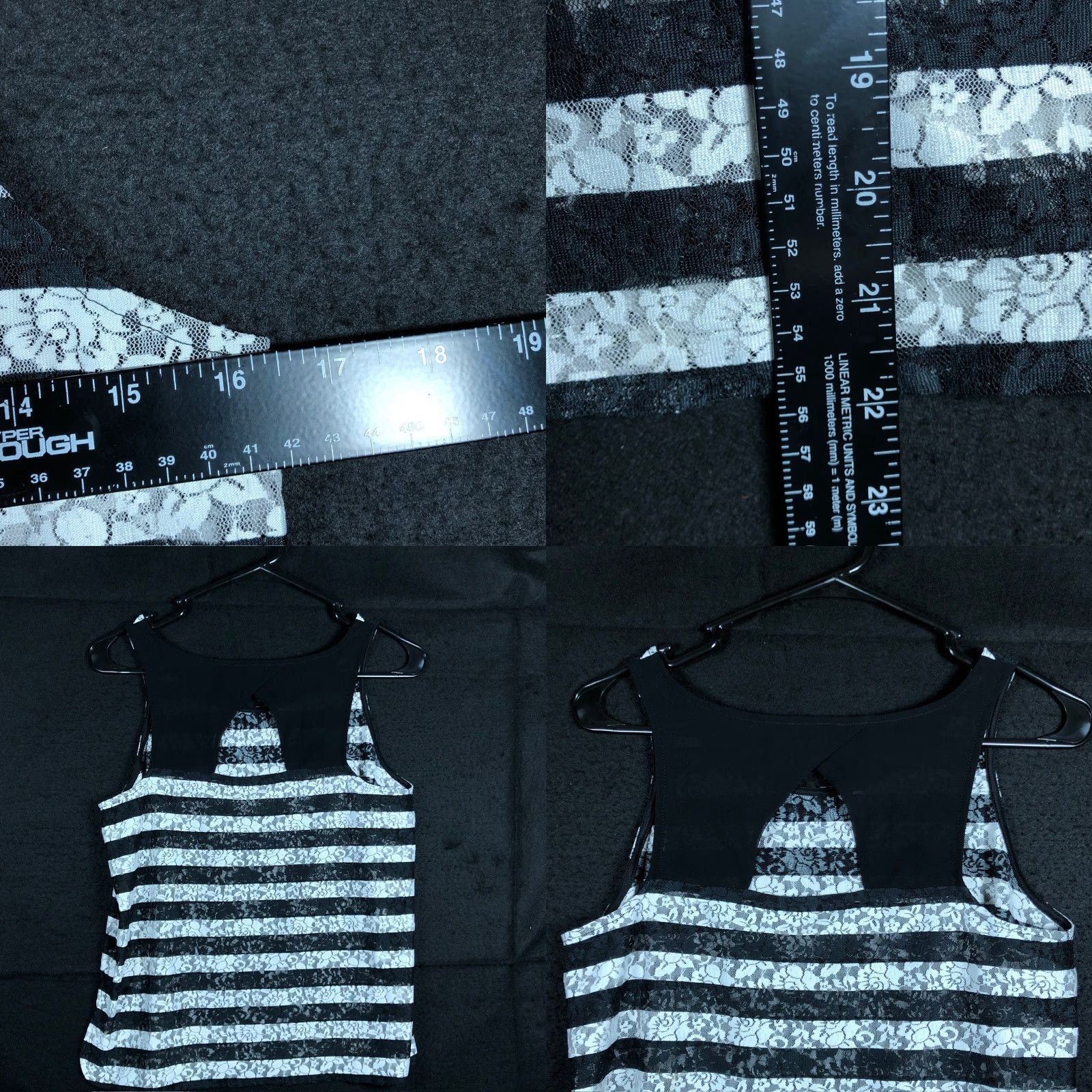 Express Express Womens Tank Black White Lace Striped Sheer Scoop Neck S Size S / US 4 / IT 40 - 8 Thumbnail