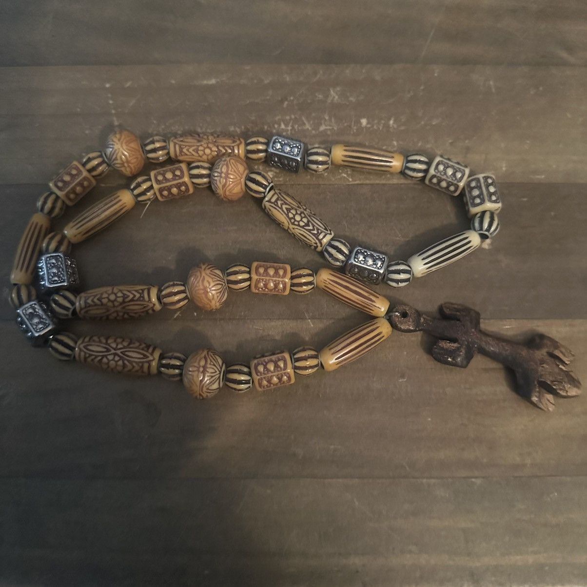 Vintage Vintage Tibetan bead lizard pendant necklace Size ONE SIZE - 2 Thumbnail
